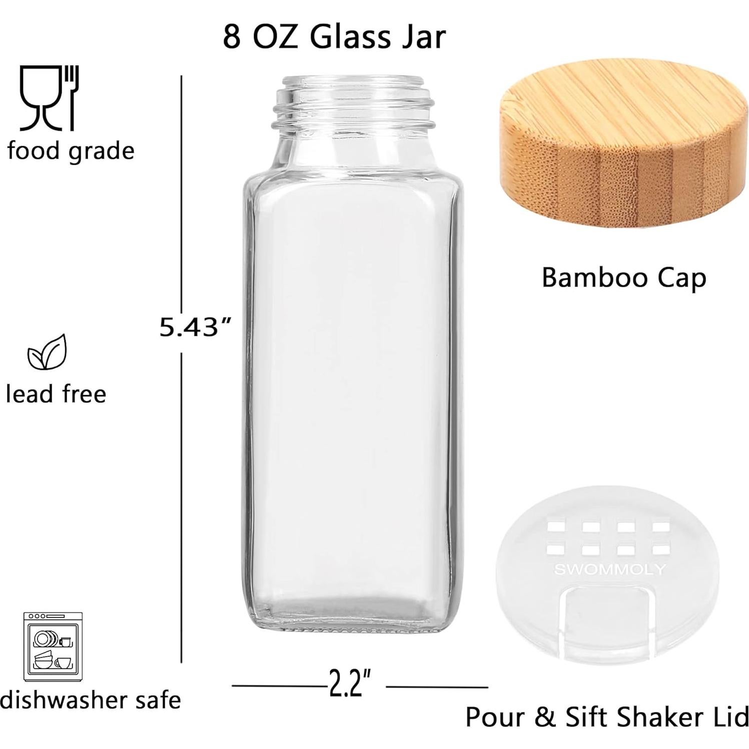 Juego de 24 Tarros de Vidrio para Especias SWOMMOLY 8 oz