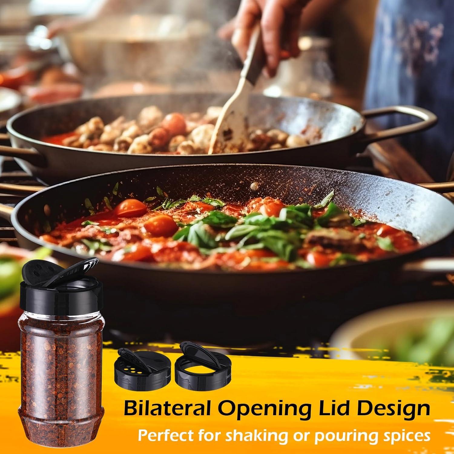 Paquete de 30 tarros de especias plásticos 360 ml con tapa shaker