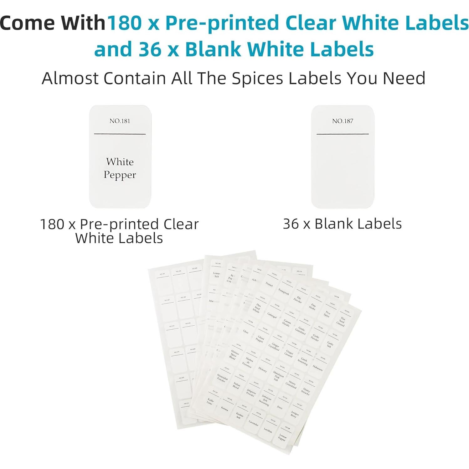 Tarros de Especias de Vidrio UMEIED 36pcs 118ml Cuadrados