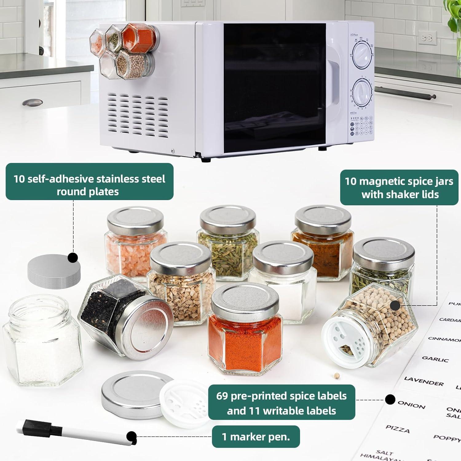 Juego de 10 Tarros Magnéticos de Especias OPTWISELY 65ml