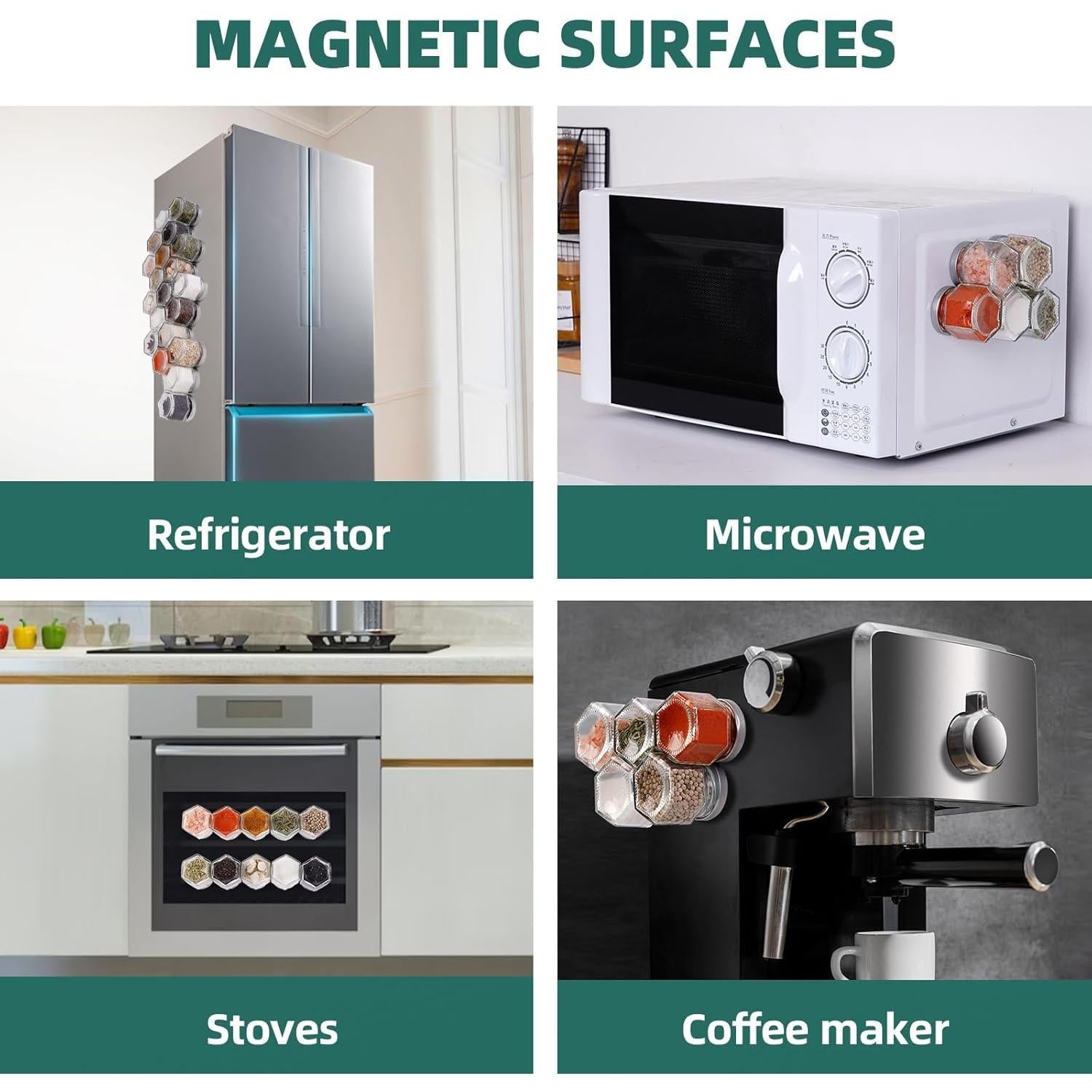 Juego de 10 Tarros Magnéticos de Especias OPTWISELY 65ml