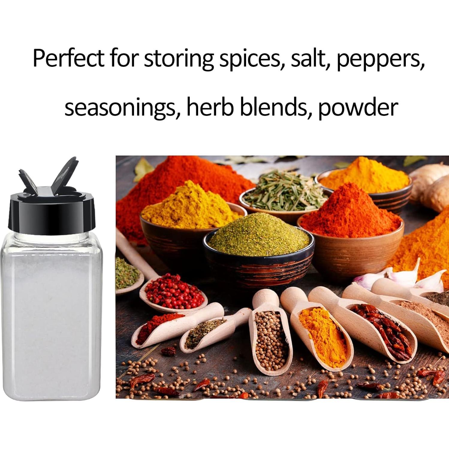 Paquete de 24 tarros de especias BPFY 120 ml con tapas negras