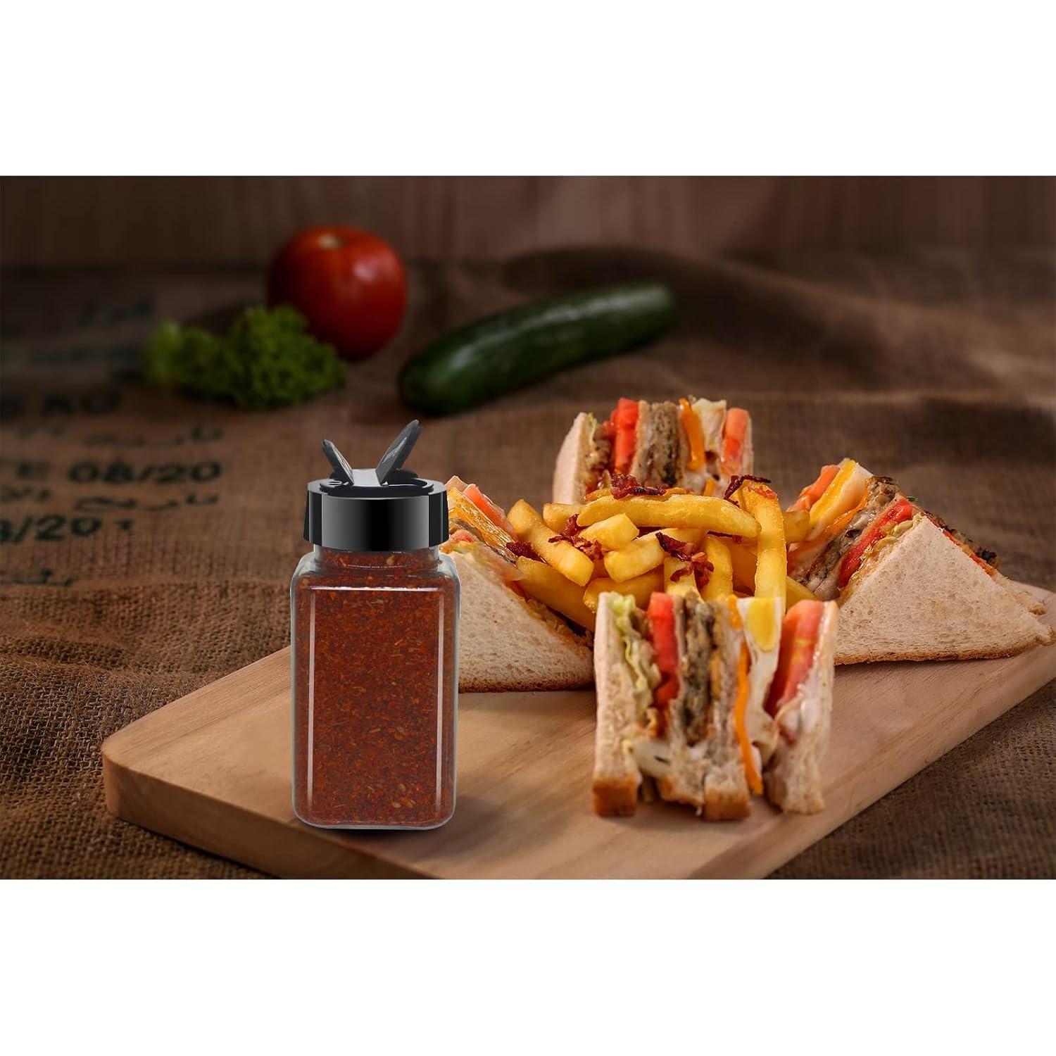 Paquete de 24 tarros de especias BPFY 120 ml con tapas negras