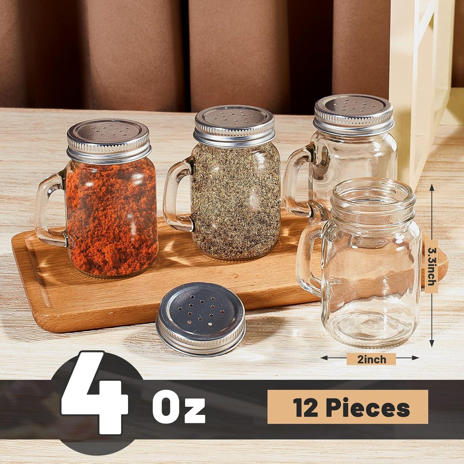 12 Tarros de Vidrio para Sal y Pimienta Tessco 120 ml