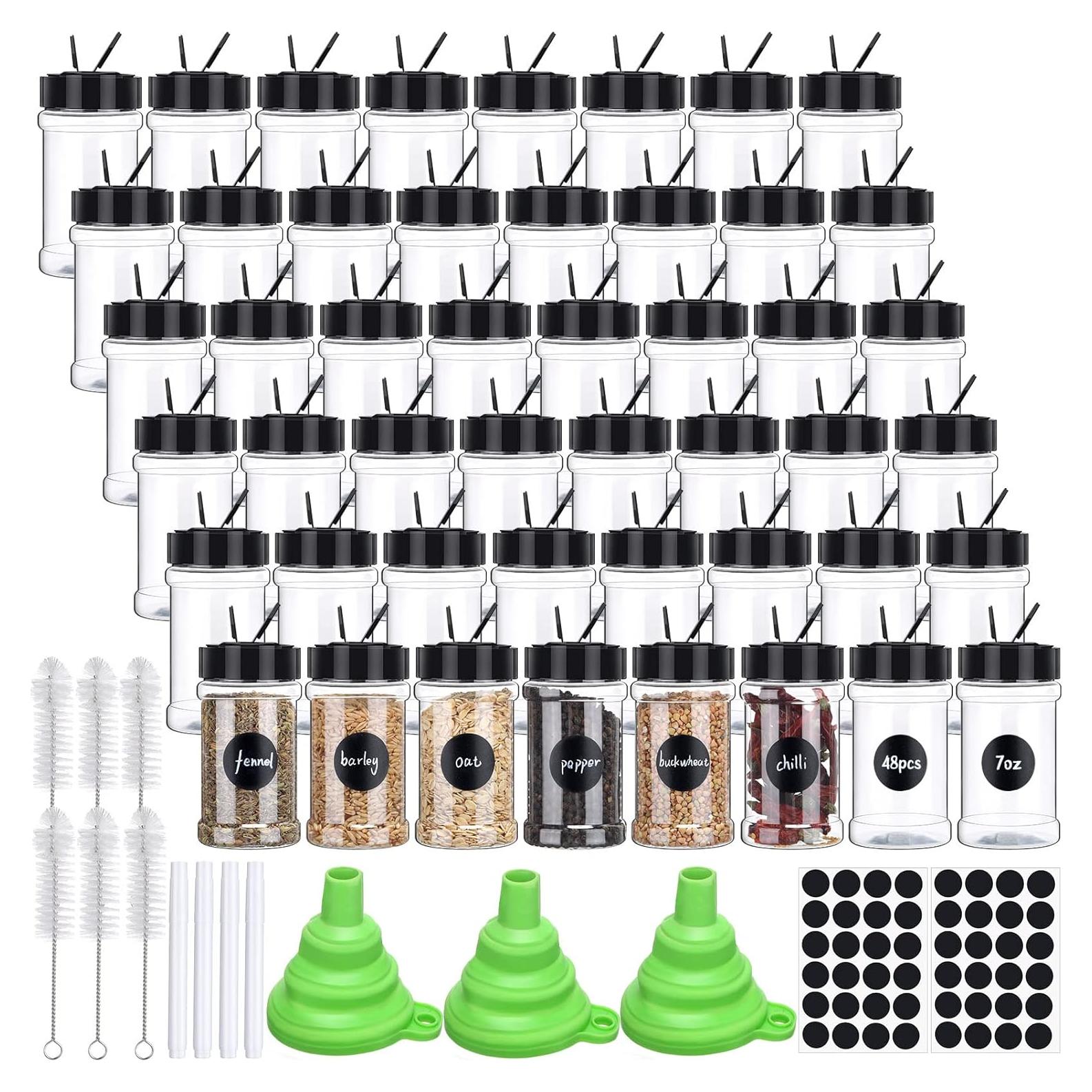 48 Tarros de Especias Plástico Transparente con Tapas Dosificadoras