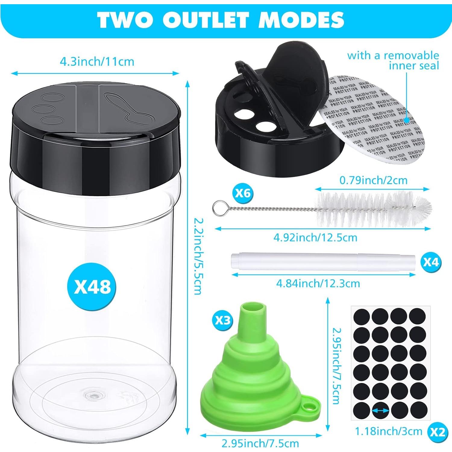 48 Tarros de Especias Plástico Transparente con Tapas Dosificadoras