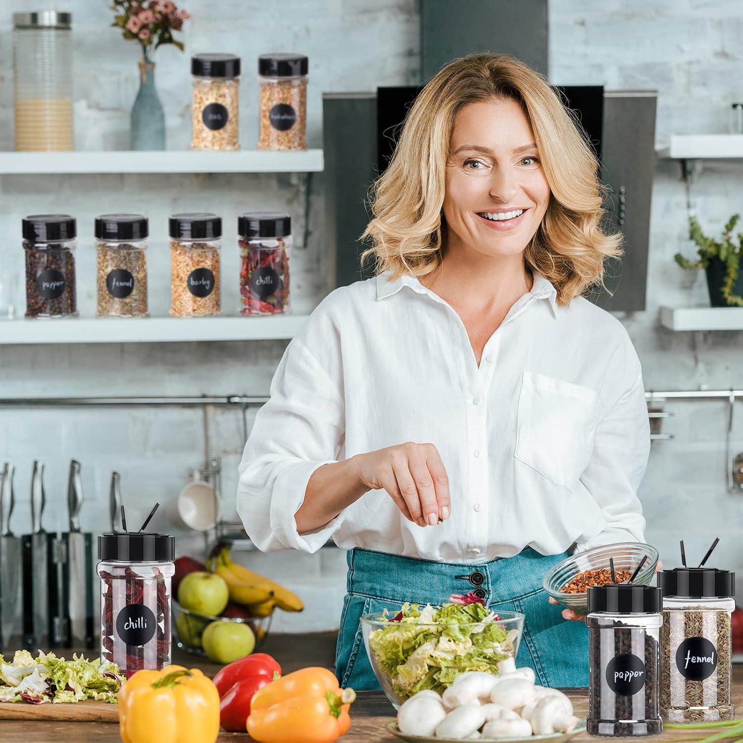 48 Tarros de Especias Plástico Transparente con Tapas Dosificadoras