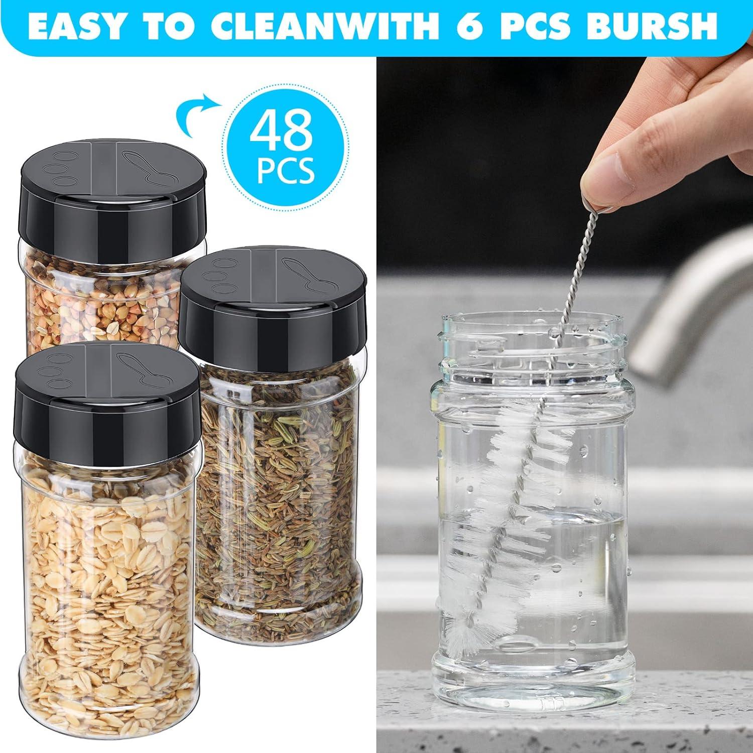 48 Tarros de Especias Plástico Transparente con Tapas Dosificadoras