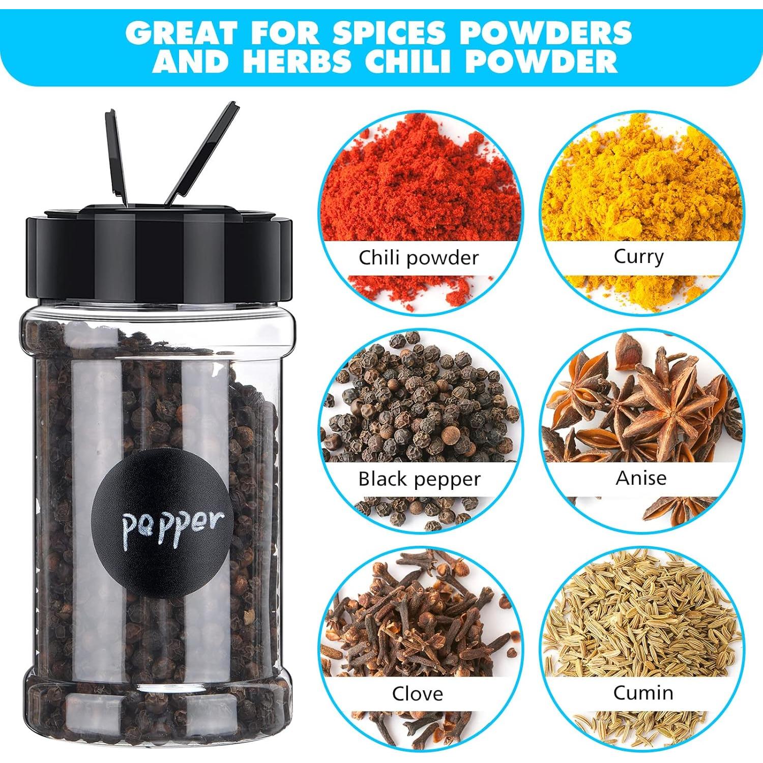 48 Tarros de Especias Plástico Transparente con Tapas Dosificadoras