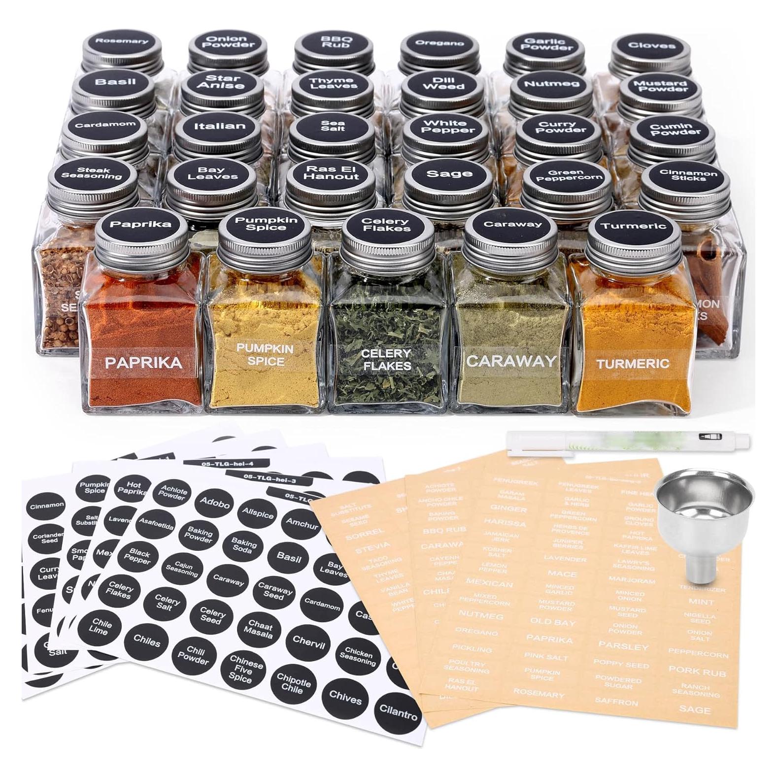 Tarros de Especias de Vidrio MIUKAA 29 Piezas 120ml con Etiquetas