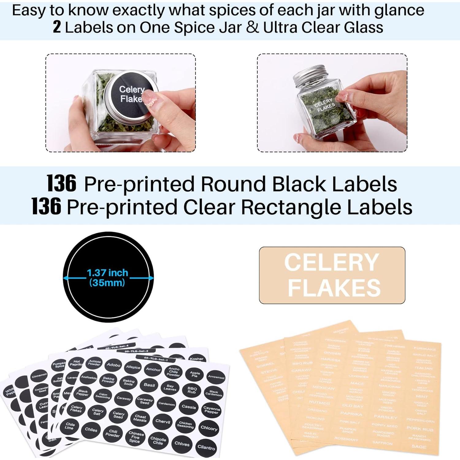 Tarros de Especias de Vidrio MIUKAA 29 Piezas 120ml con Etiquetas