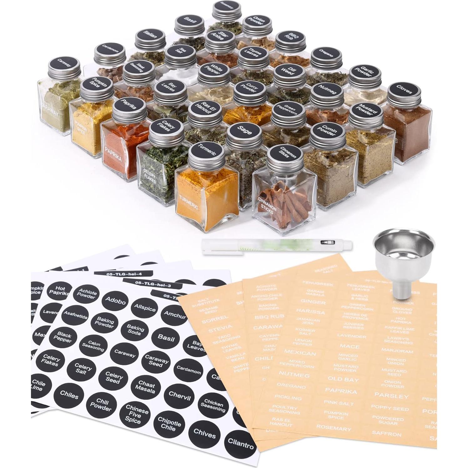 Tarros de Especias de Vidrio MIUKAA 29 Piezas 120ml con Etiquetas