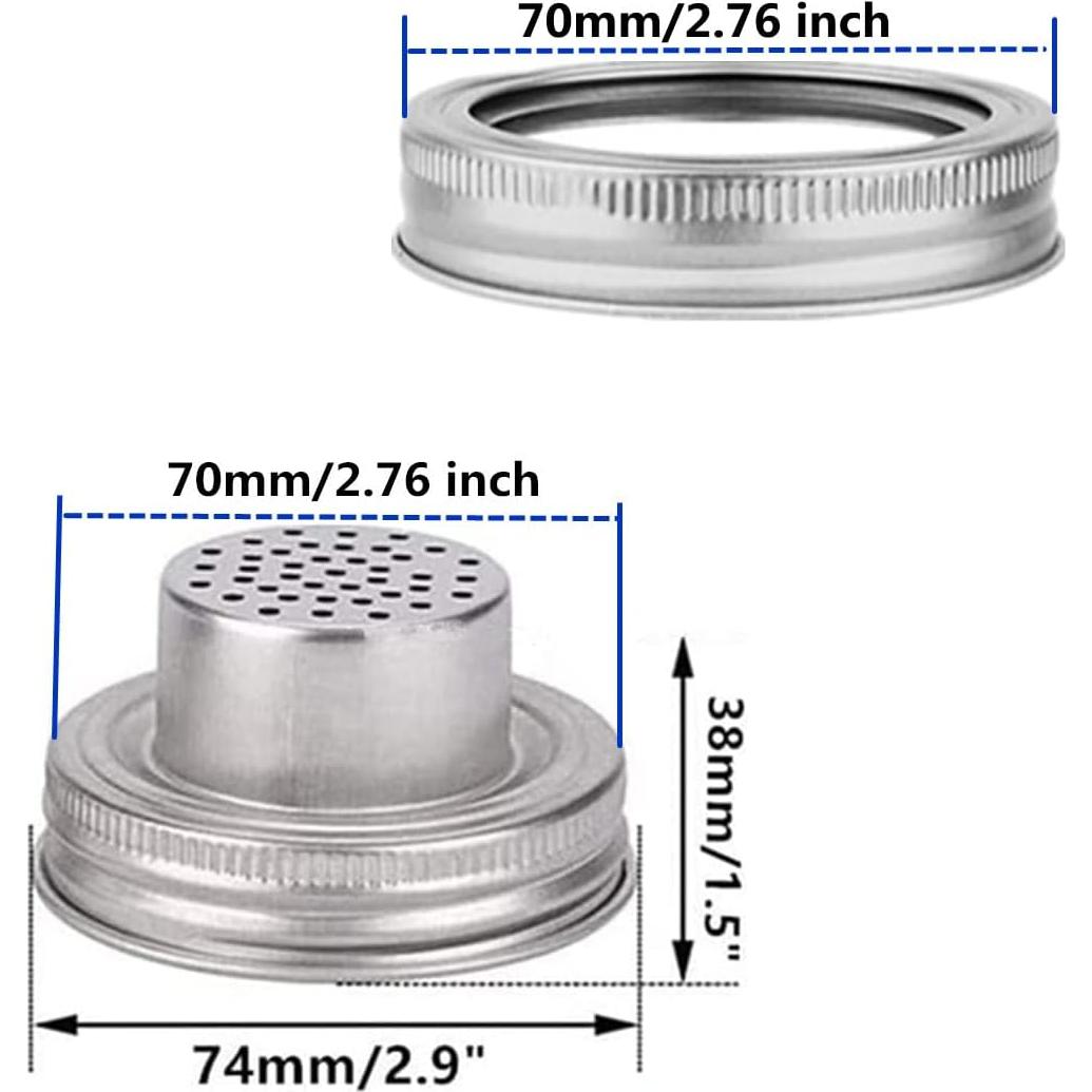 Juego de 4 tapas de frascos Mason Shaker MIA GENOVIA 70mm