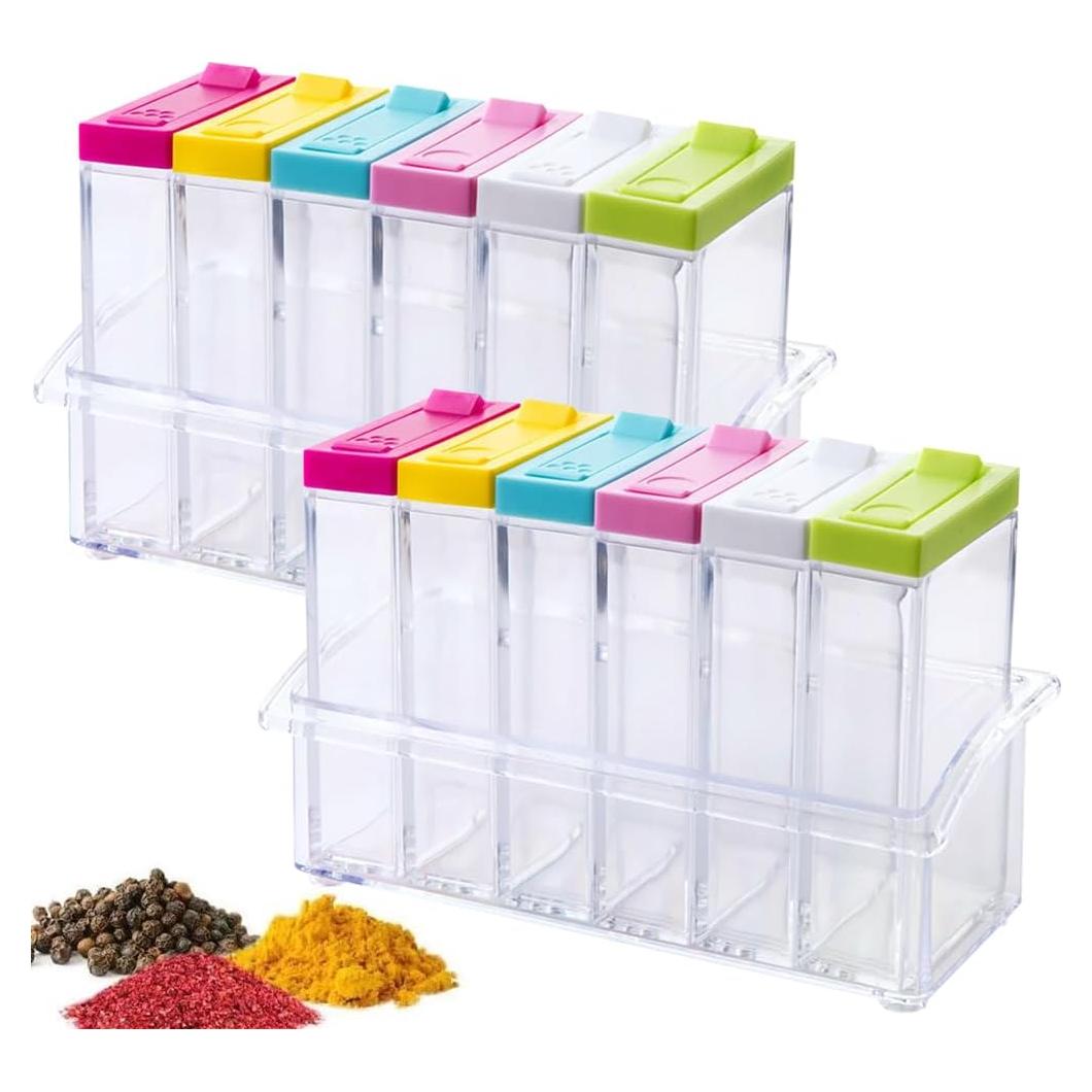 Set de 12 Tarros de Especias Anberky con Bandeja y Tapa