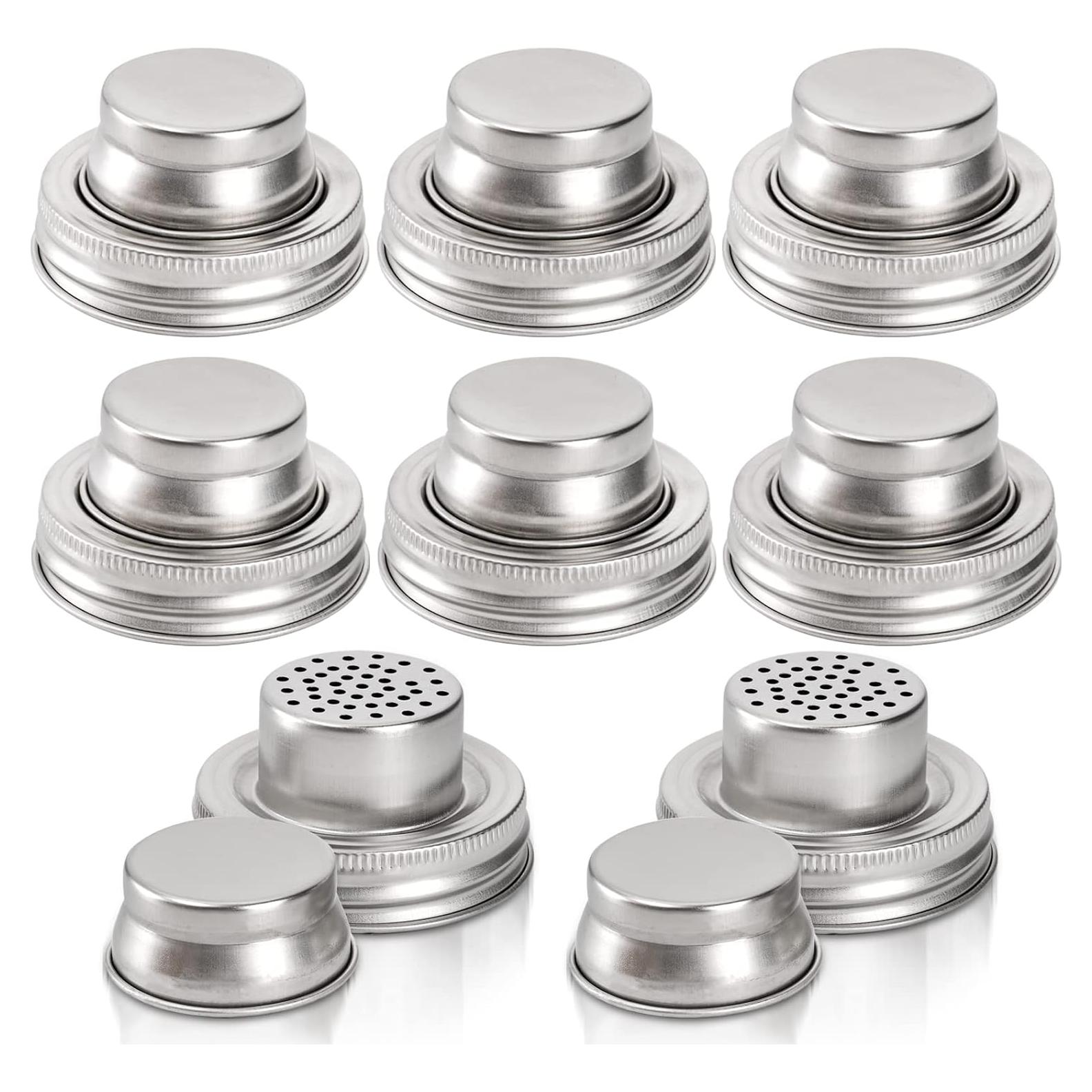Lyellfe 8 Tapas de Acero Inoxidable para Frascos Mason