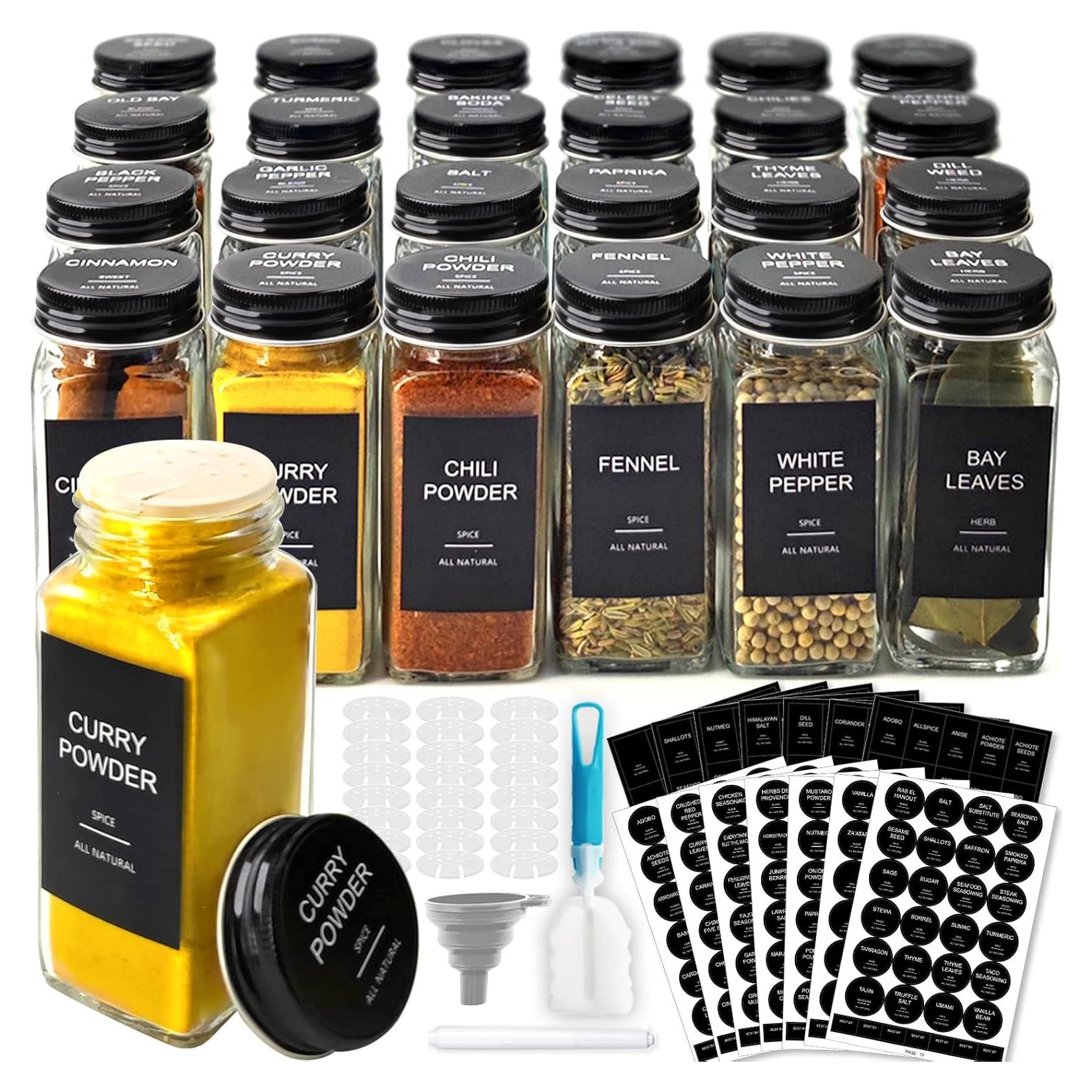 Juego de 24 Tarros de Especias de Vidrio GPOVVIMX 118ml