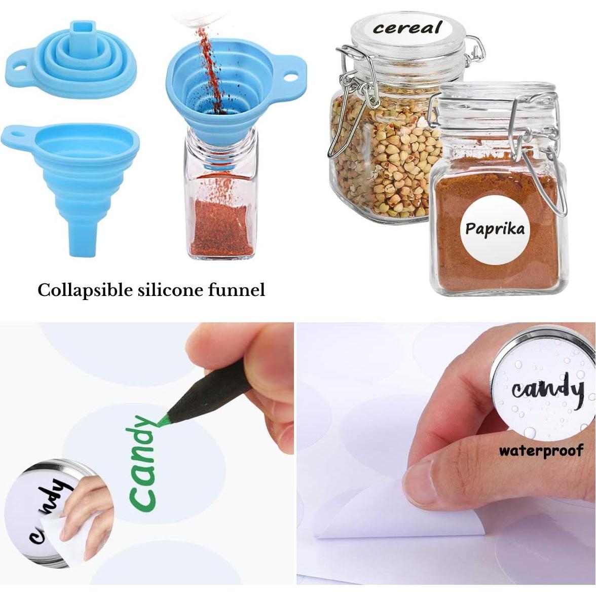 Tarros de Especias de Vidrio 118ml - Set de 12 con Tapa Hermética