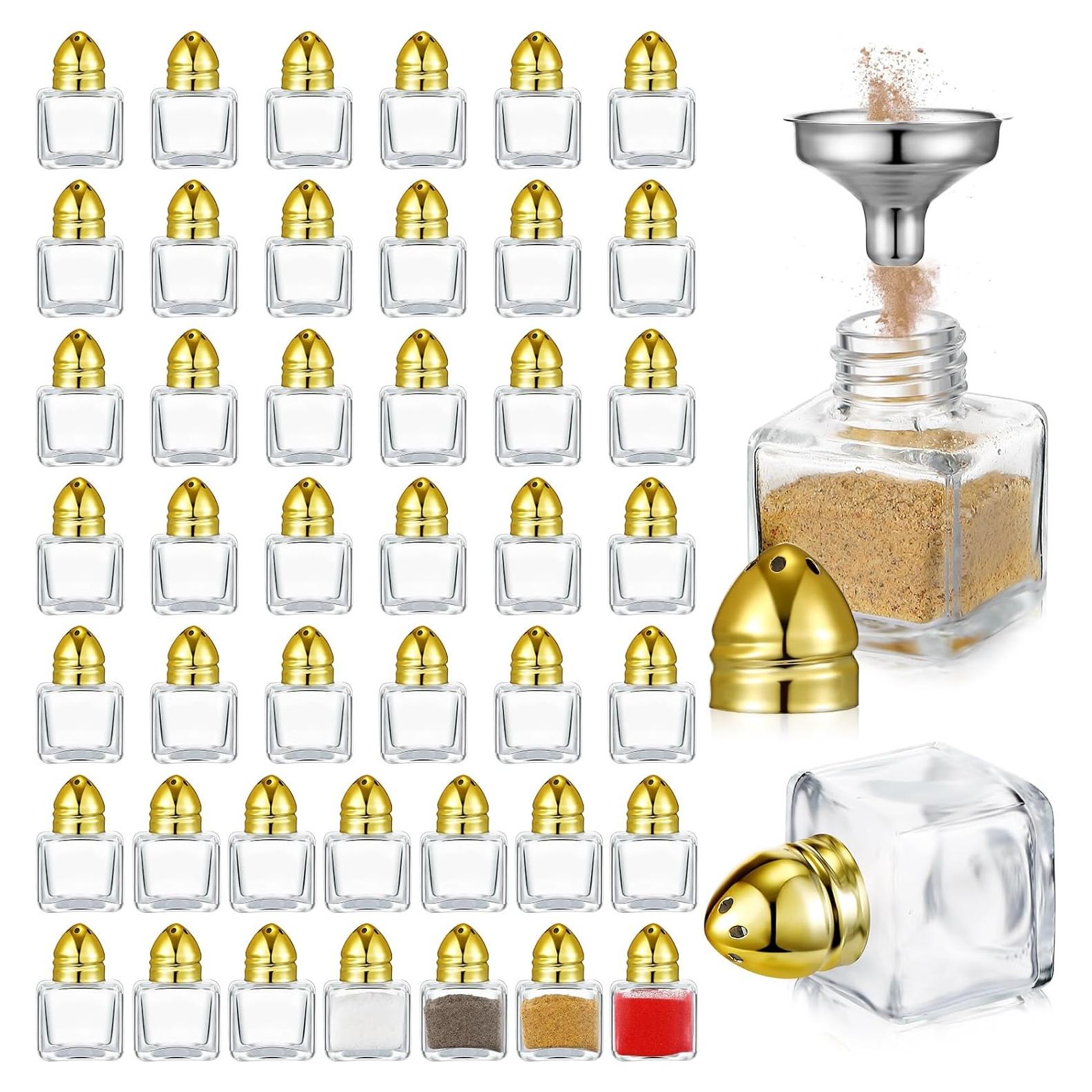 Maxcheck 50 Mini Saleros y Pimenteros de Vidrio 14.2 g Dorado