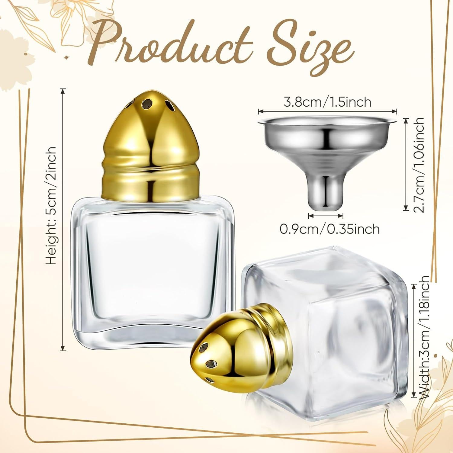 Maxcheck 50 Mini Saleros y Pimenteros de Vidrio 14.2 g Dorado