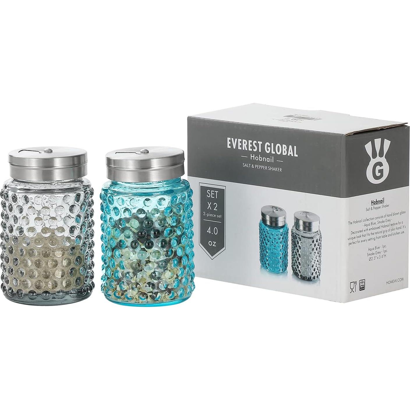 Conjunto de Sal y Pimienta Everest de Vidrio 118 ml con Tapa de Acero