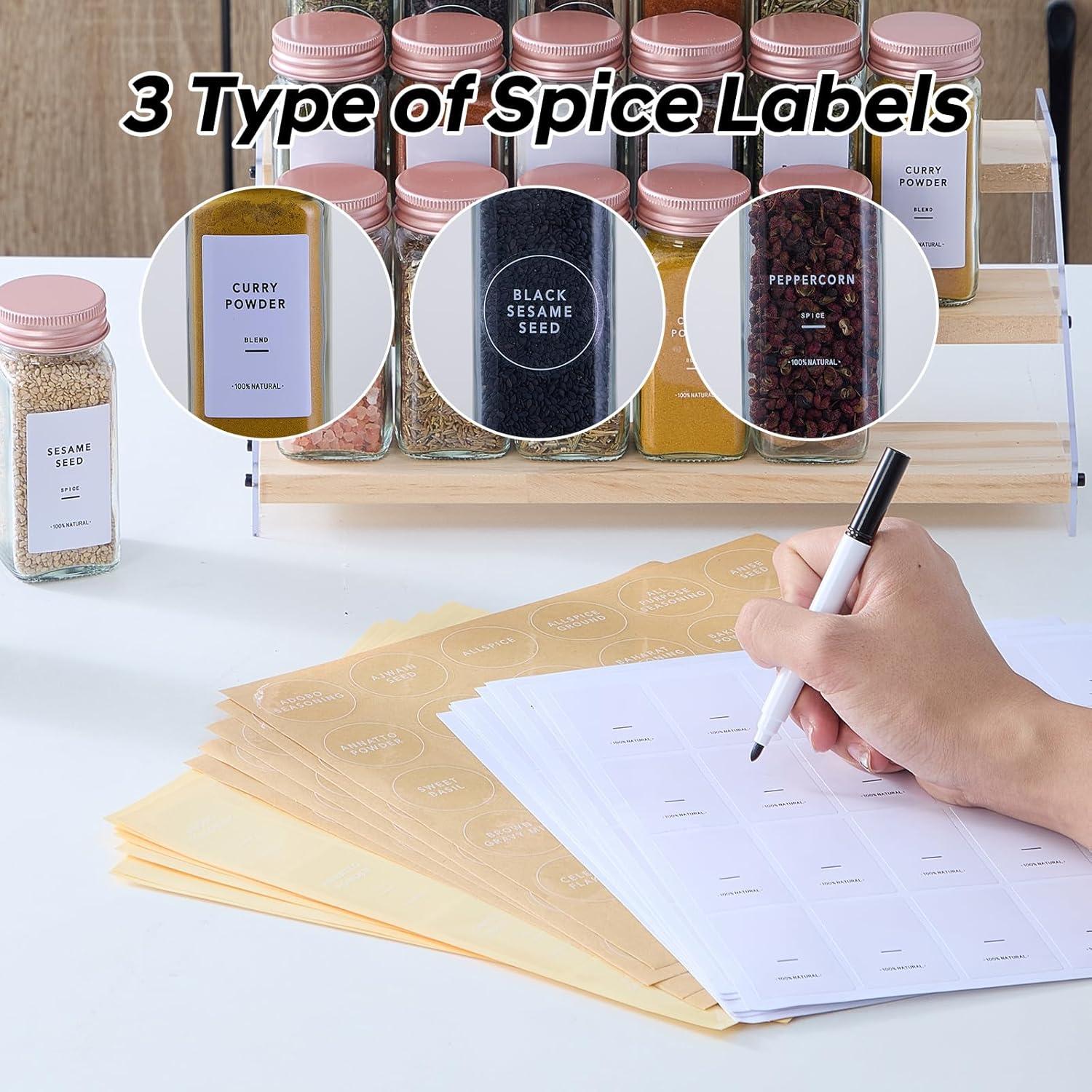 Set de 48 Tarros de Especias de Vidrio Fiwence 4oz con Etiquetas