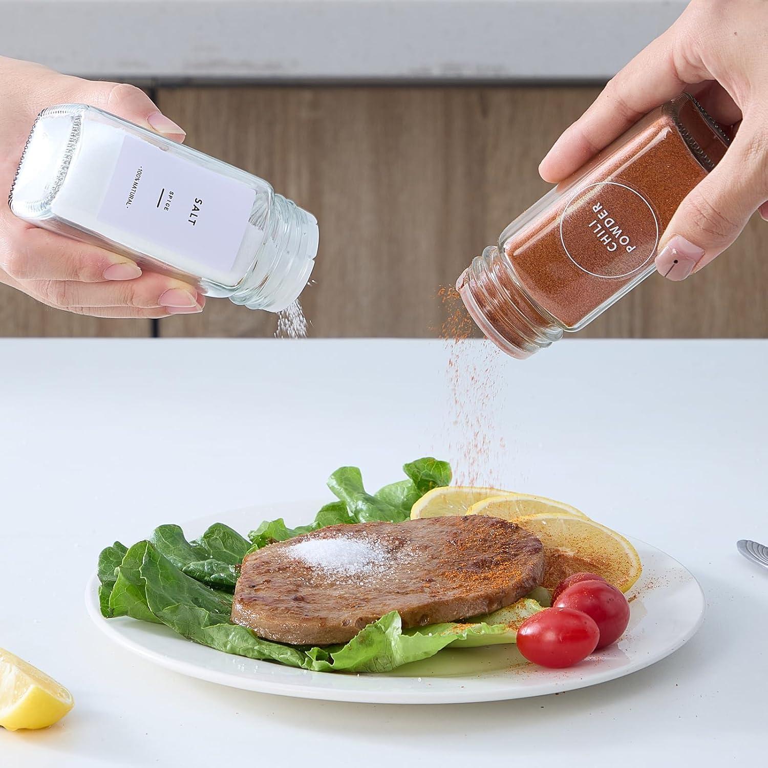 Set de 48 Tarros de Especias de Vidrio Fiwence 4oz con Etiquetas