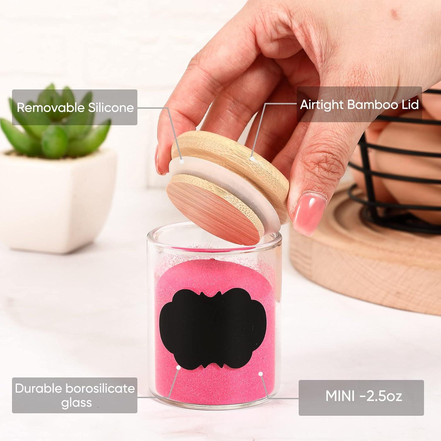 Tarros de Especias de Vidrio Roshtia 12 Pcs con Tapas de Bambú