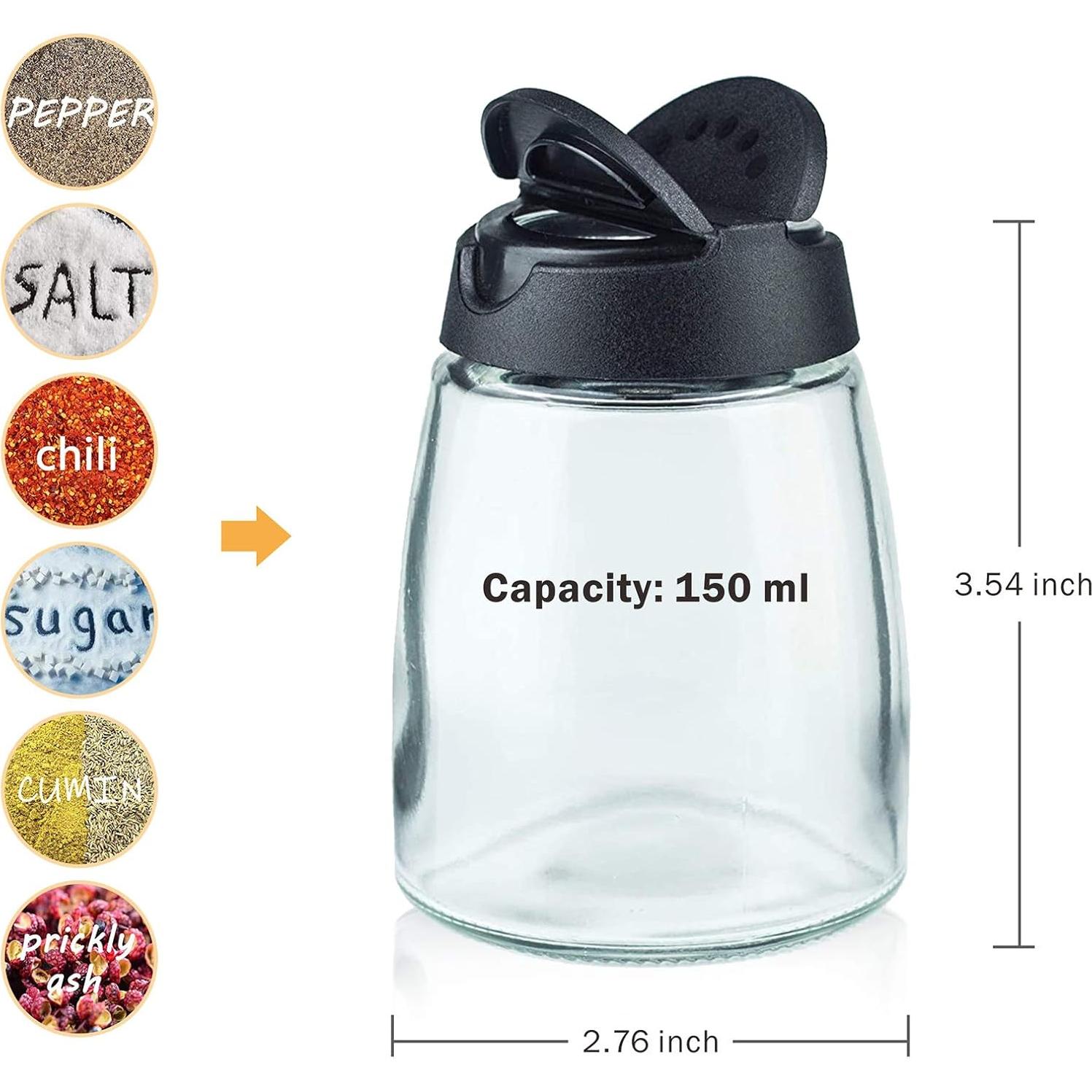 Tarros de Especias de Vidrio Celiseaya 150ml Doble Tapa 4PCS