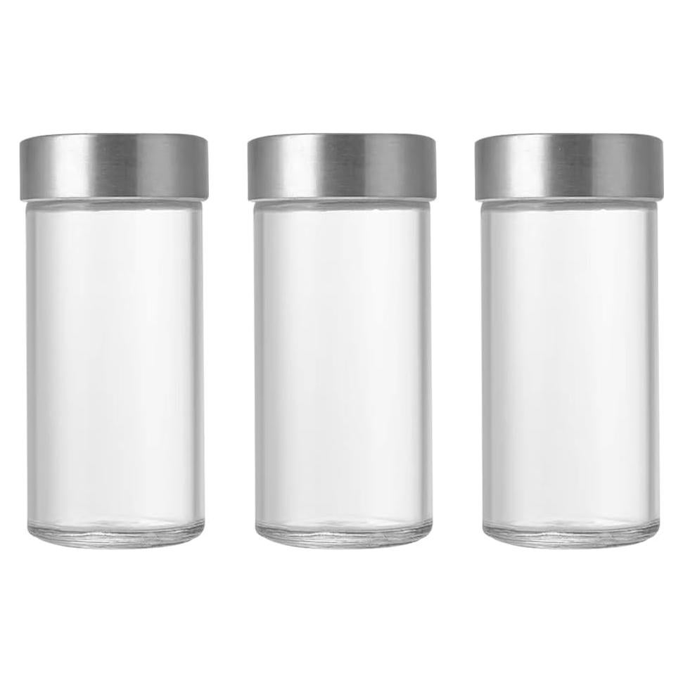 Tarros de Especias de Vidrio 3 Pcs ccHuDE con Tapas de Acero