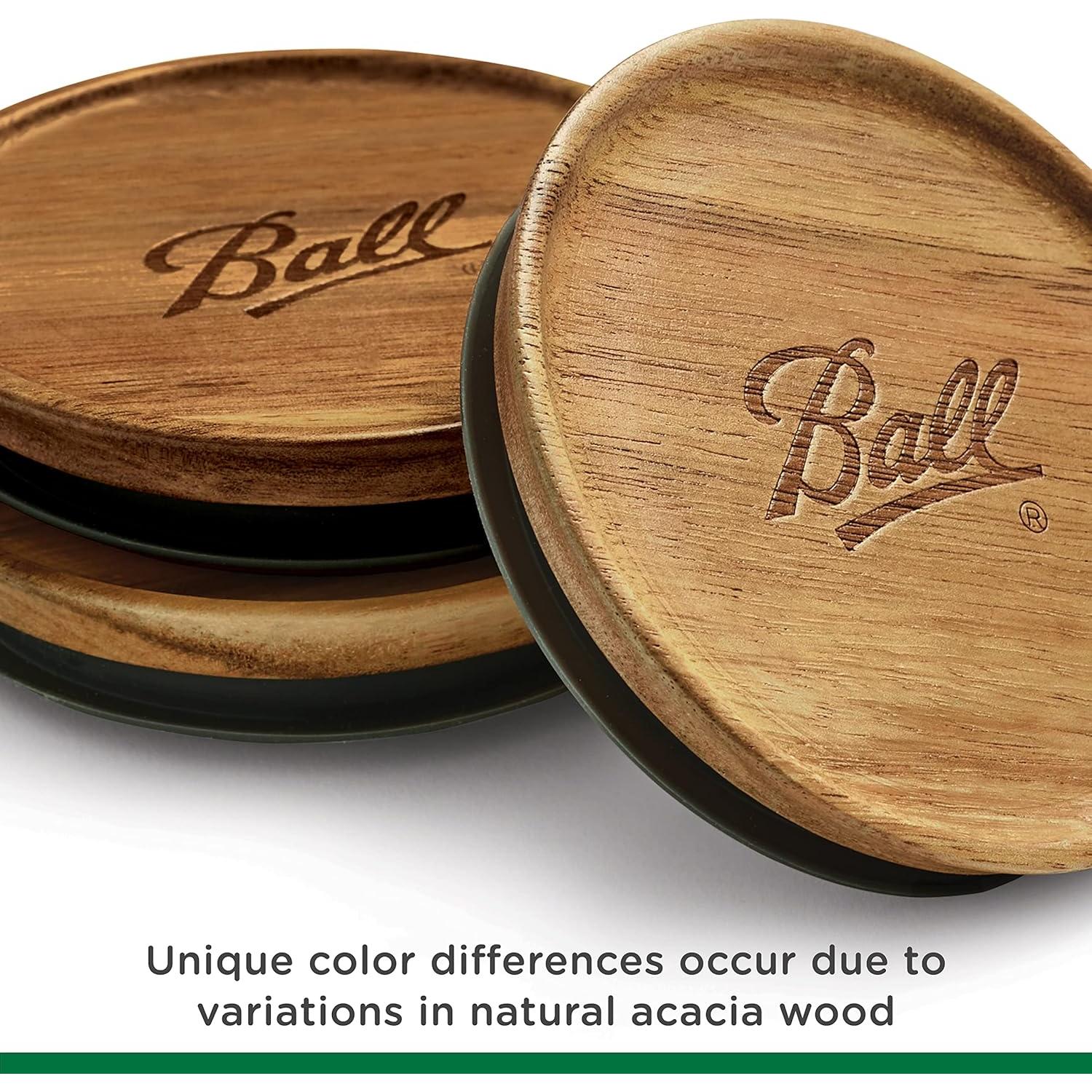 Tapa de Tarro Ball Boca Ancha - 5 Piezas Madera Acacia