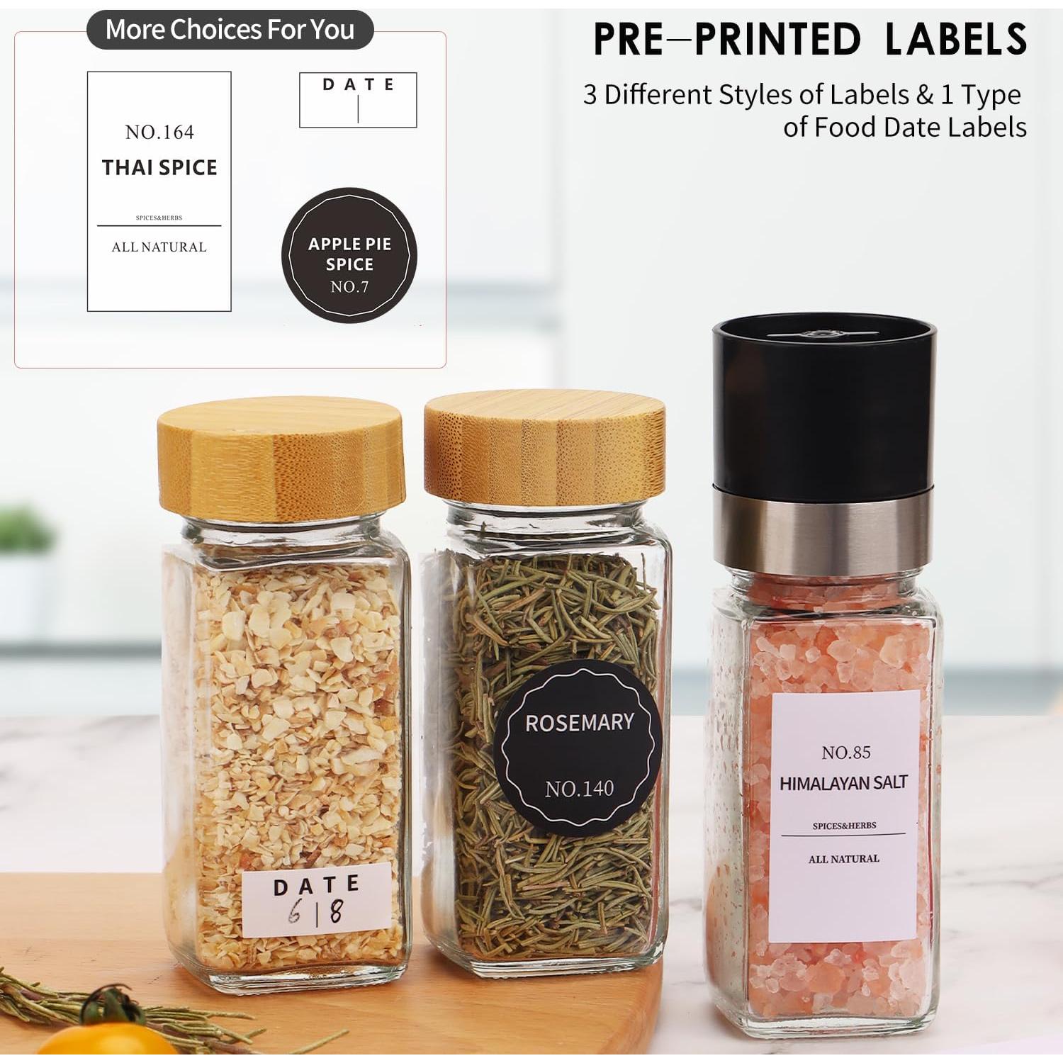 Set de Tarros de Especias de Vidrio Forhaodejia - 24 Pcs con Tapas de Bambú