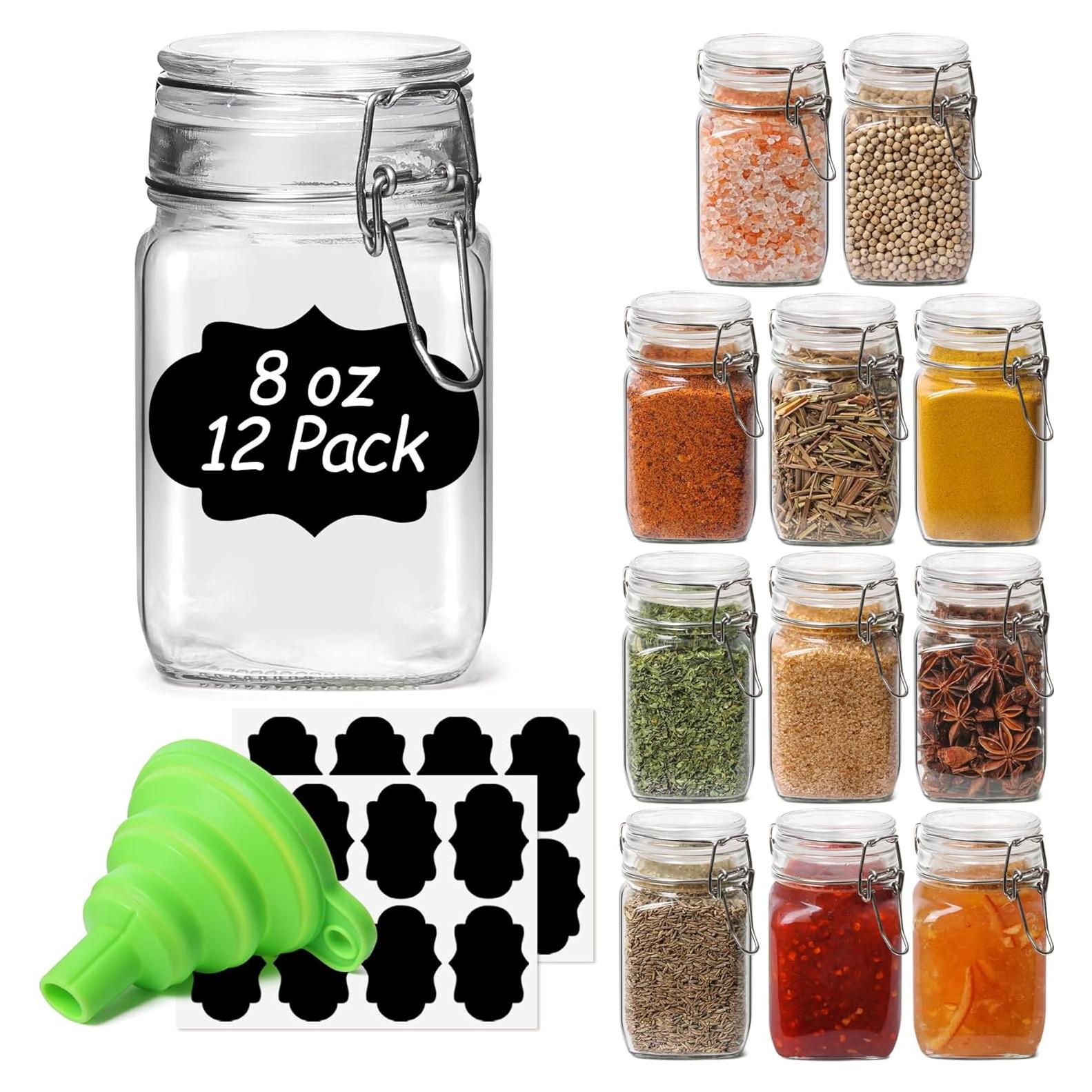 Conjunto de 12 tarros de vidrio herméticos ComSaf 240 ml