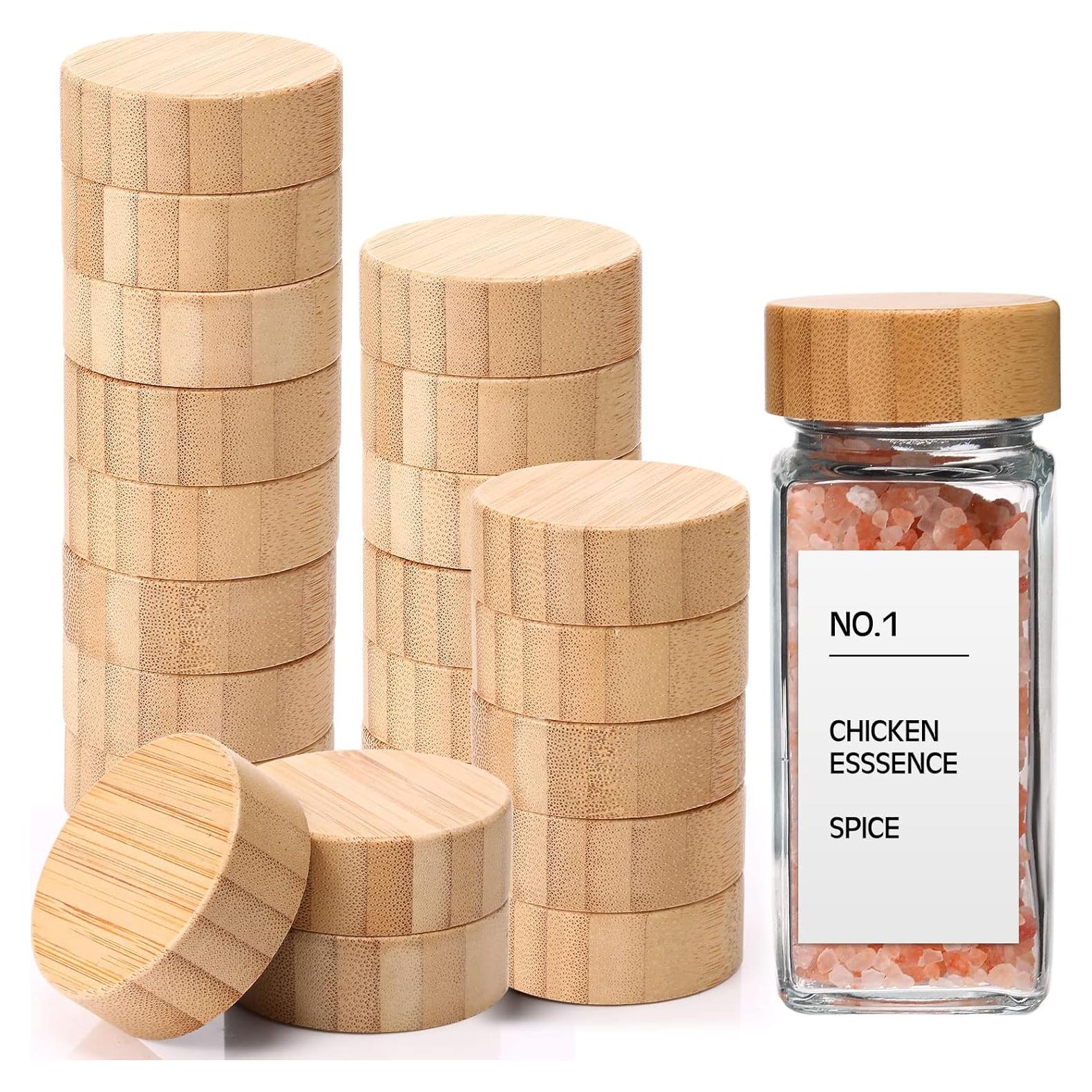 28 Tapas de Tarro de Bambú Herméticas Mimorou para Especias