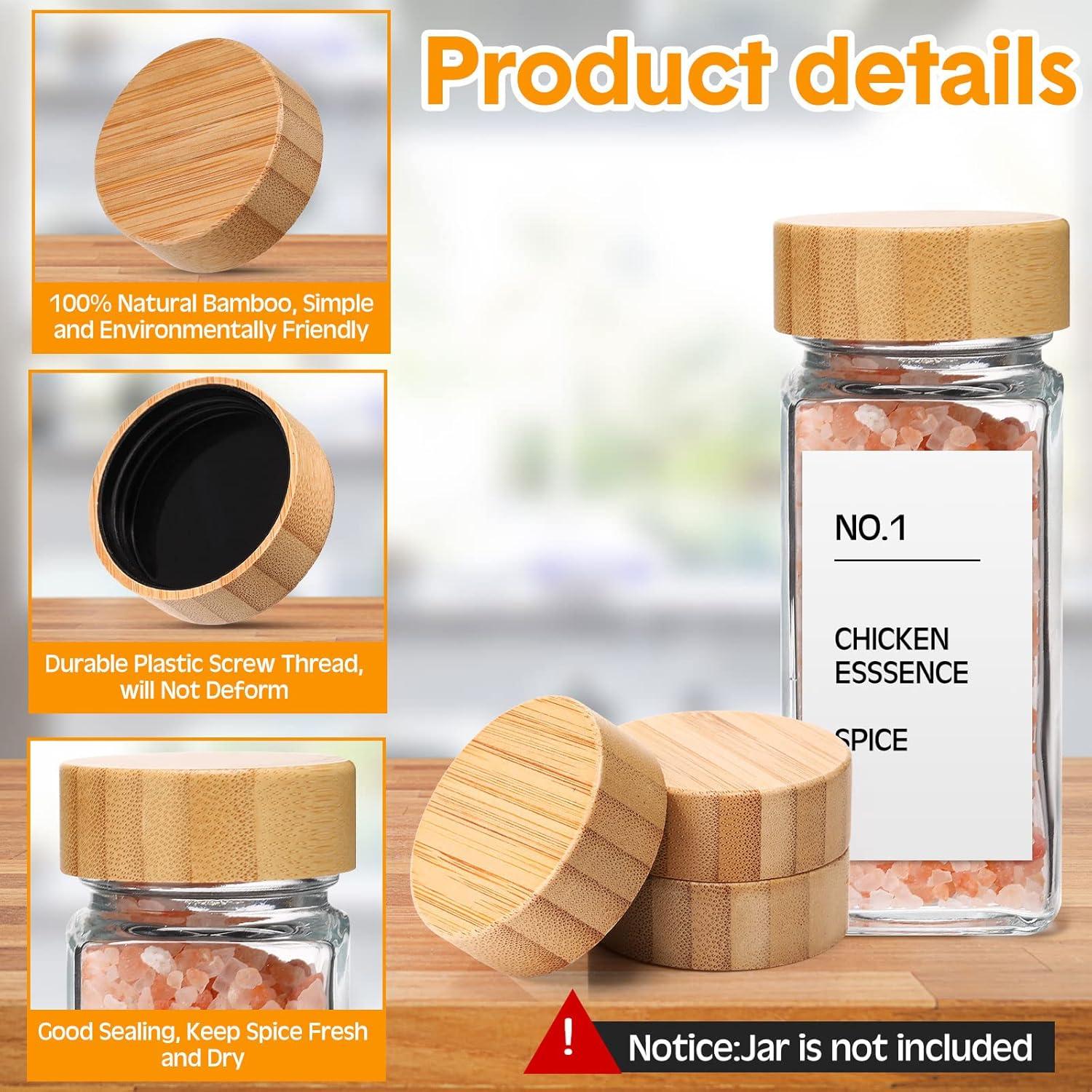 28 Tapas de Tarro de Bambú Herméticas Mimorou para Especias