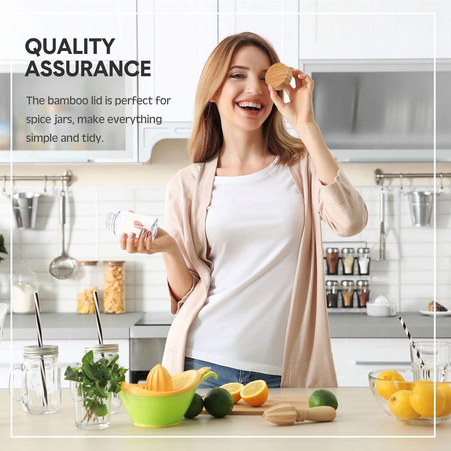 28 Tapas de Tarro de Bambú Herméticas Mimorou para Especias