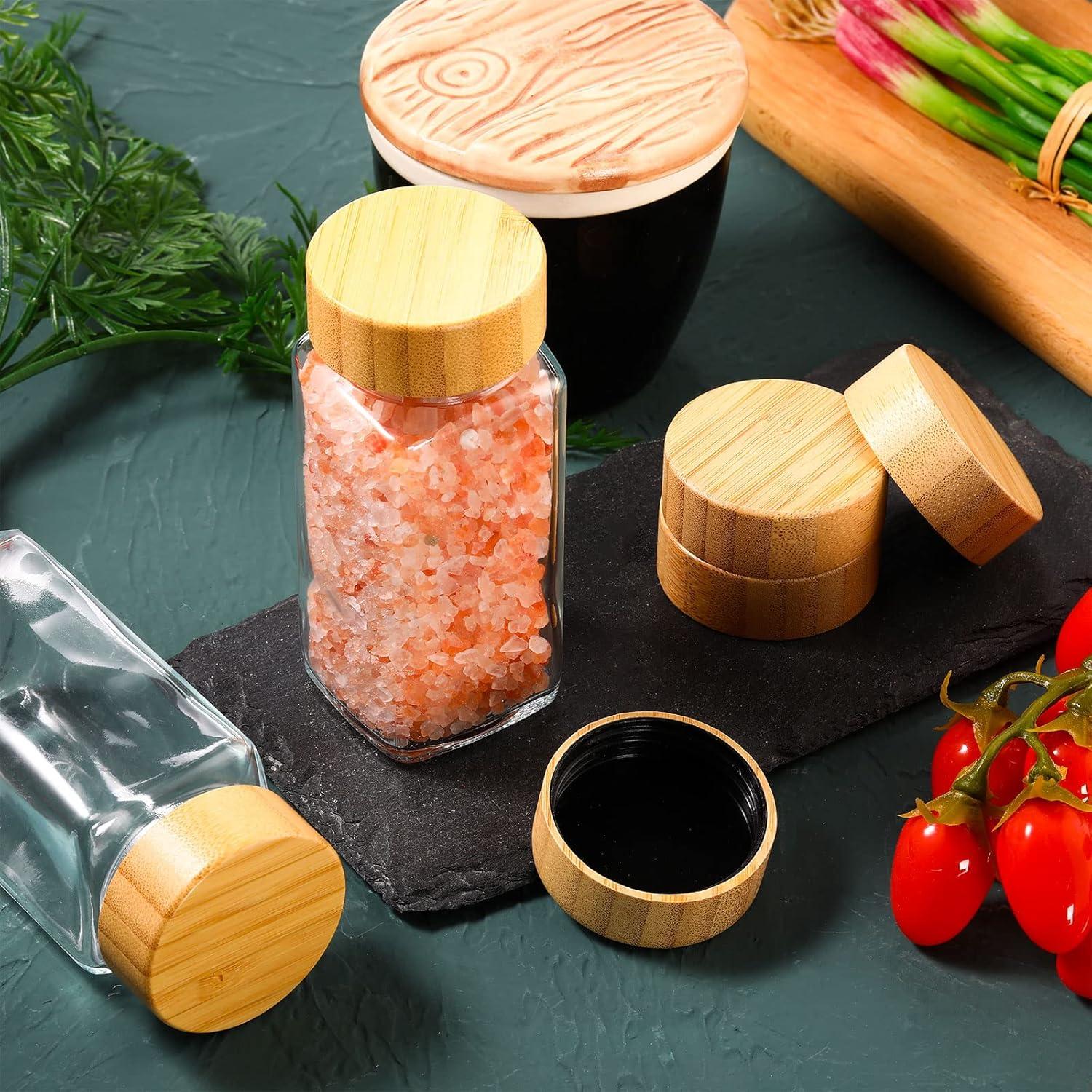 28 Tapas de Tarro de Bambú Herméticas Mimorou para Especias