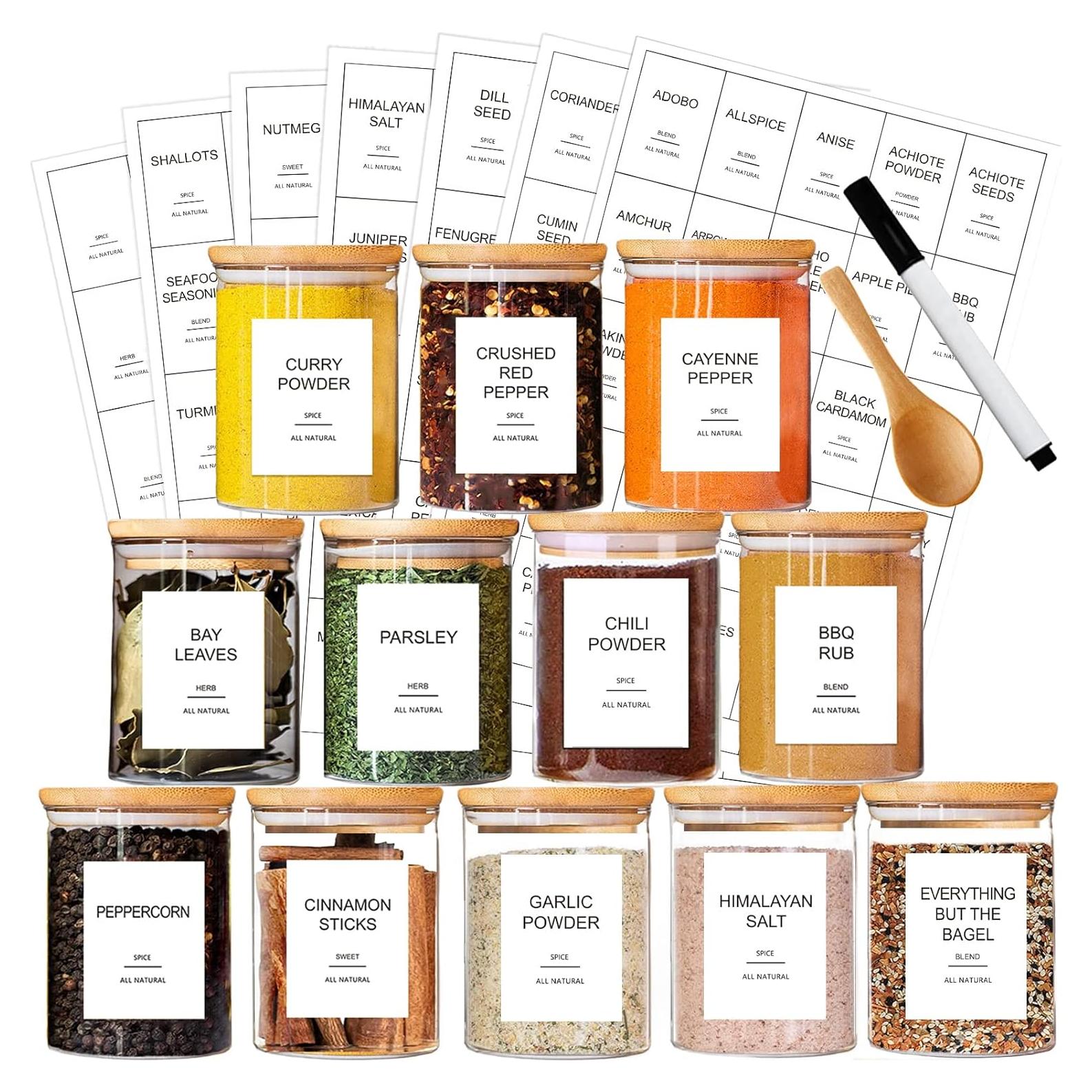 Juego de 12 Tarros de Especias de Vidrio GPOVVIMX 250ml