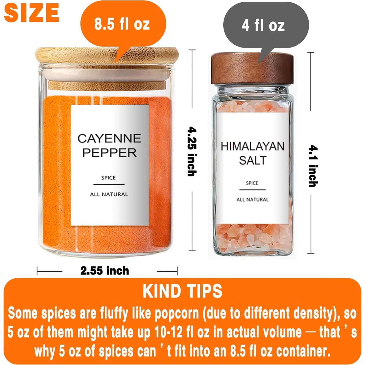 Juego de 12 Tarros de Especias de Vidrio GPOVVIMX 250ml