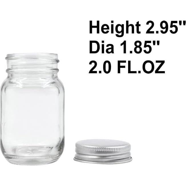 Tarros de Vidrio U Pack 59ml con Tapa Plateada - Paquete de 24