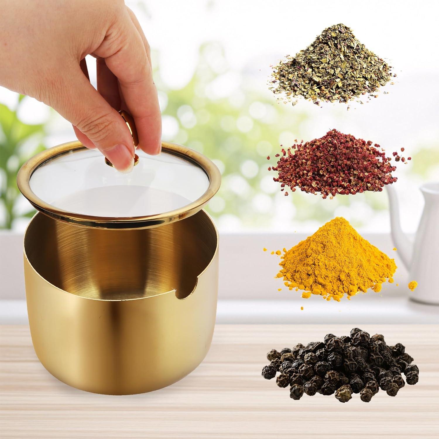 Juego de 2 Sazonadores de Acero Inoxidable Hewnda 300ml Oro