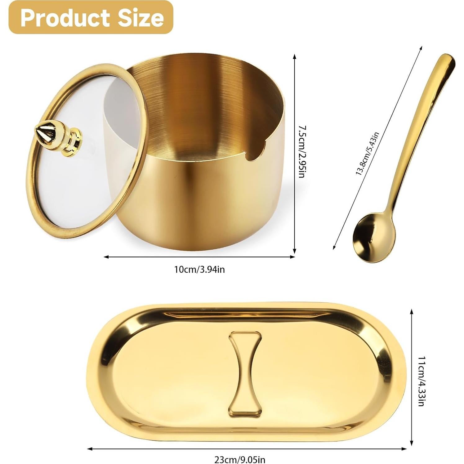 Juego de 2 Sazonadores de Acero Inoxidable Hewnda 300ml Oro