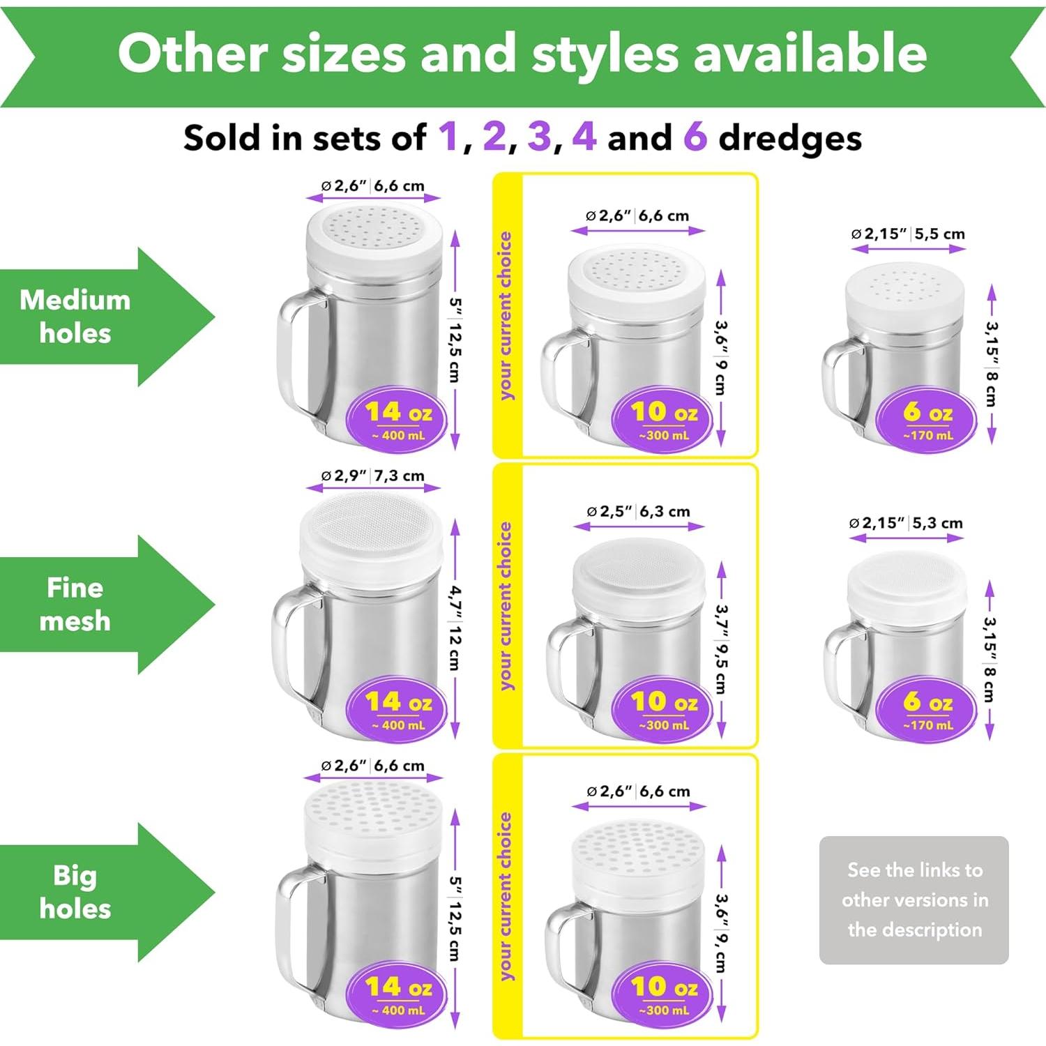 Juego de 3 Dredges CUSINIUM 10oz Acero Inoxidable con Mango