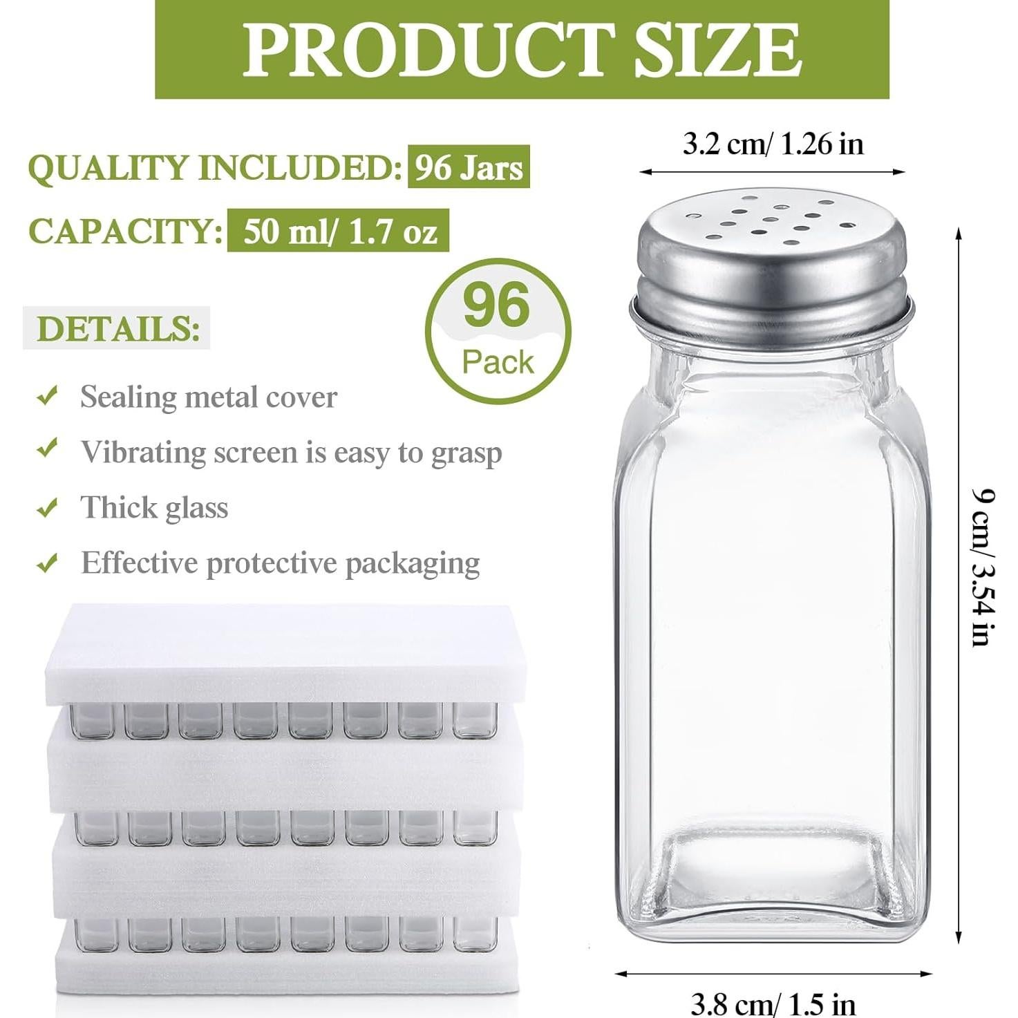 Juego de 96 Saleros y Pimenteros Zhehao de Vidrio 9 cm