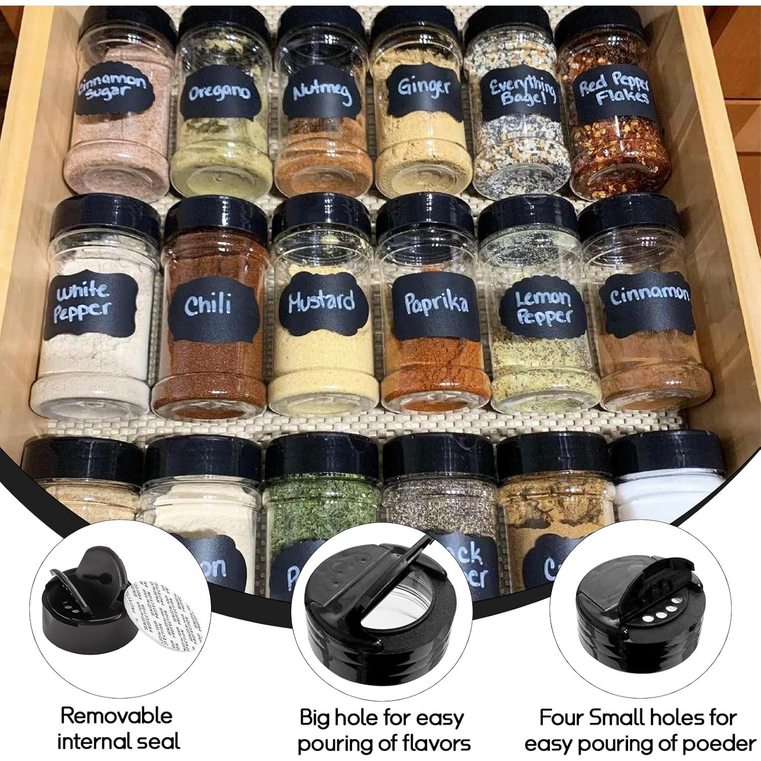 Tarros de Especias Plástico Ysglory 36 Piezas 90ml Transparentes