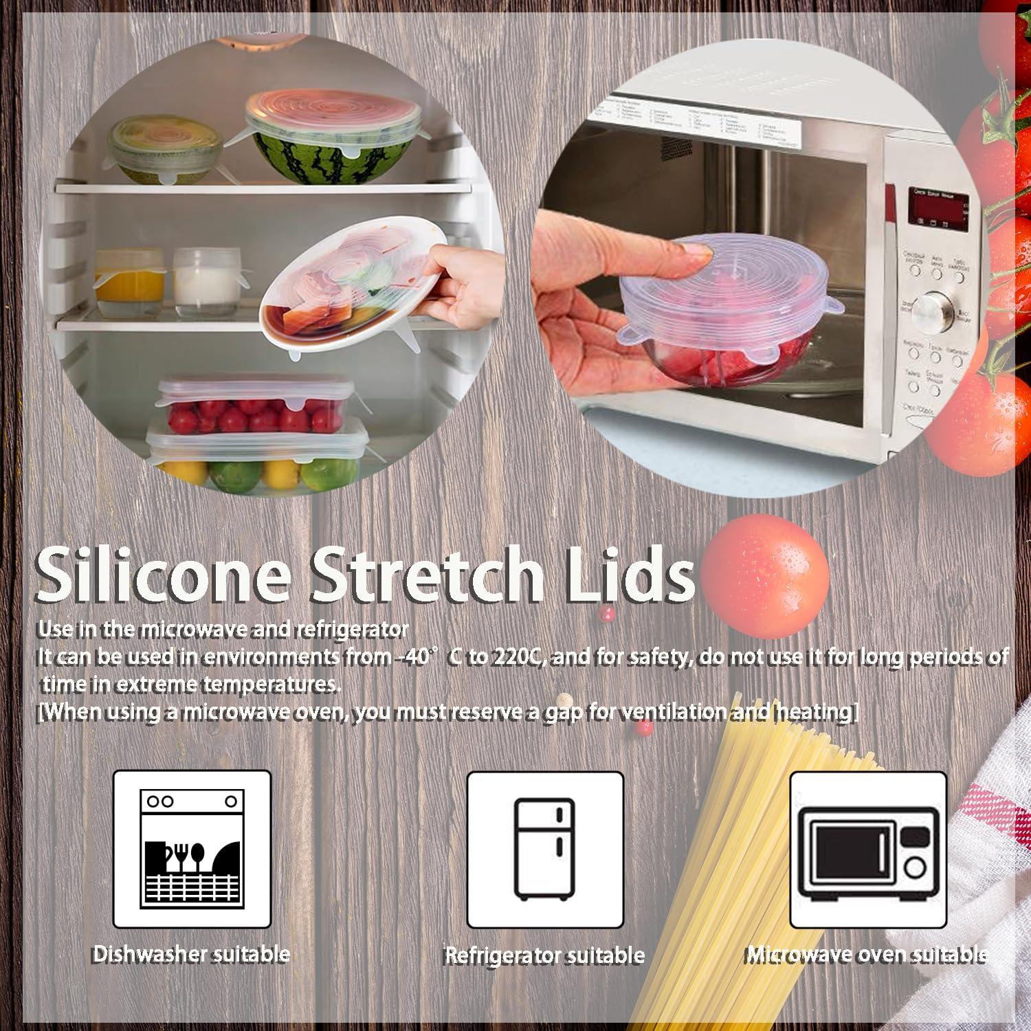 6 Tapas de Silicona Reutilizables Zisqerts 14.5 cm A Prueba de Lavavajillas