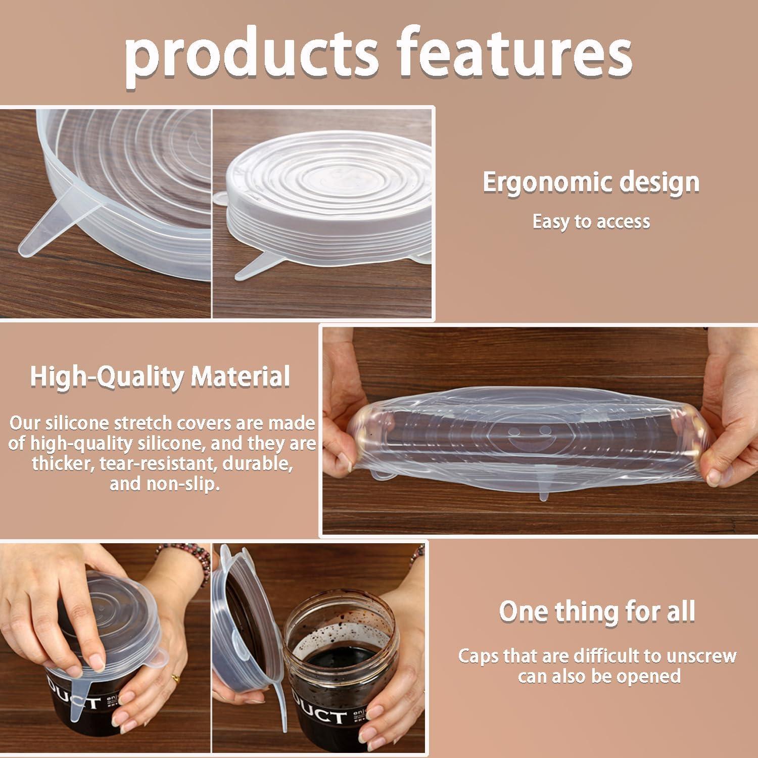 6 Tapas de Silicona Reutilizables Zisqerts 14.5 cm A Prueba de Lavavajillas