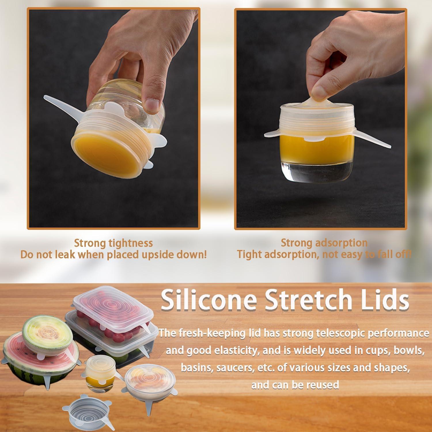 6 Tapas de Silicona Reutilizables Zisqerts 14.5 cm A Prueba de Lavavajillas