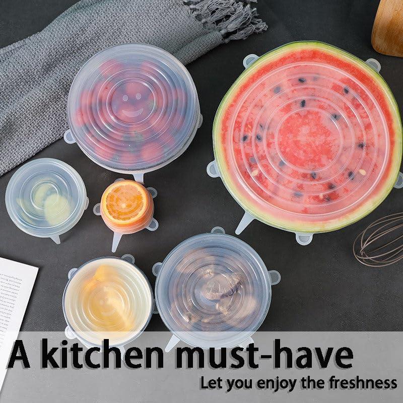 6 Tapas de Silicona Reutilizables Zisqerts 14.5 cm A Prueba de Lavavajillas