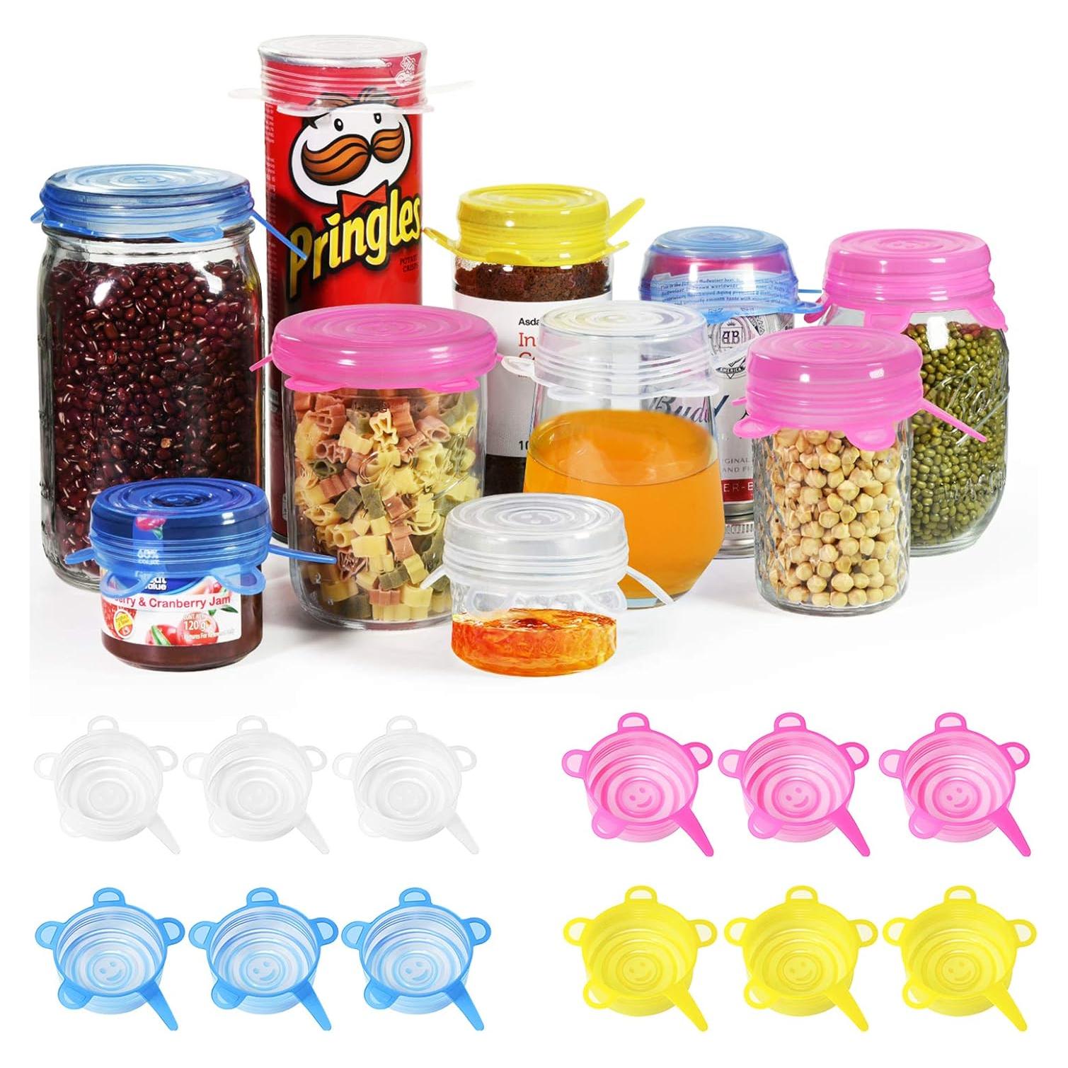 Tapas de Silicona Reutilizables Longzon - Paquete de 12, 6.6 a 10.2 cm