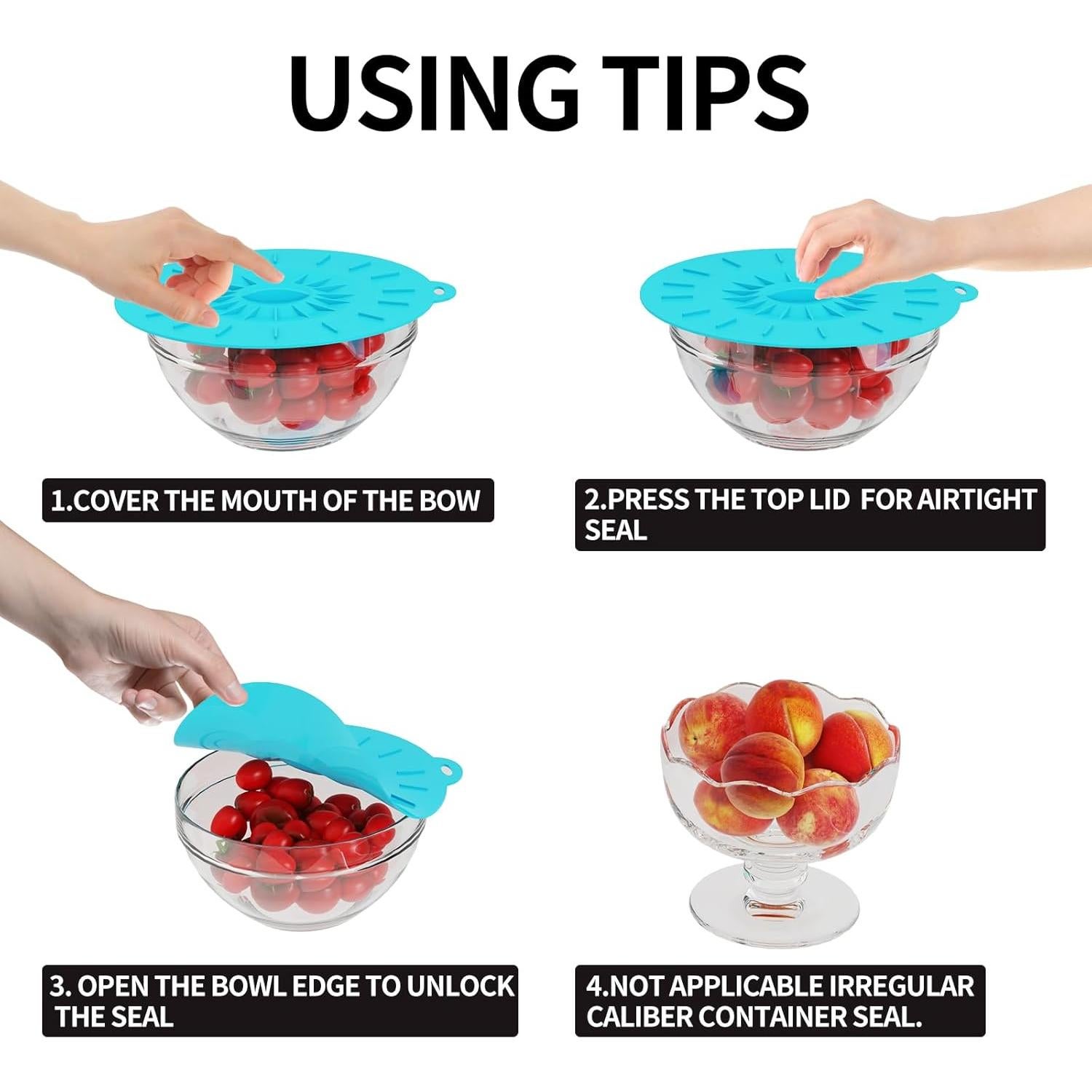 Set de 7 Tapas de Silicona Daxiongmao para Microondas 5 Tamaños